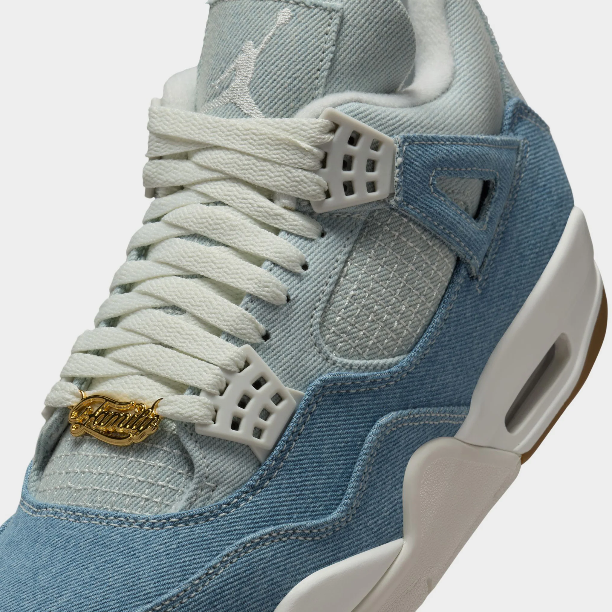Jordan Women's 4 Retro Sail / Gum Light Brown - Worn Denim - Image 3