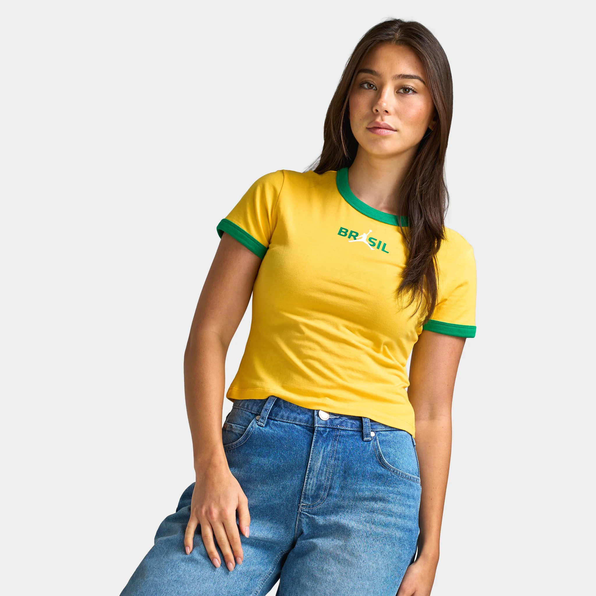 Jordan Women's Retro Girlfriend Crew P6 Varsity Maize / Lucky Green - Image 4
