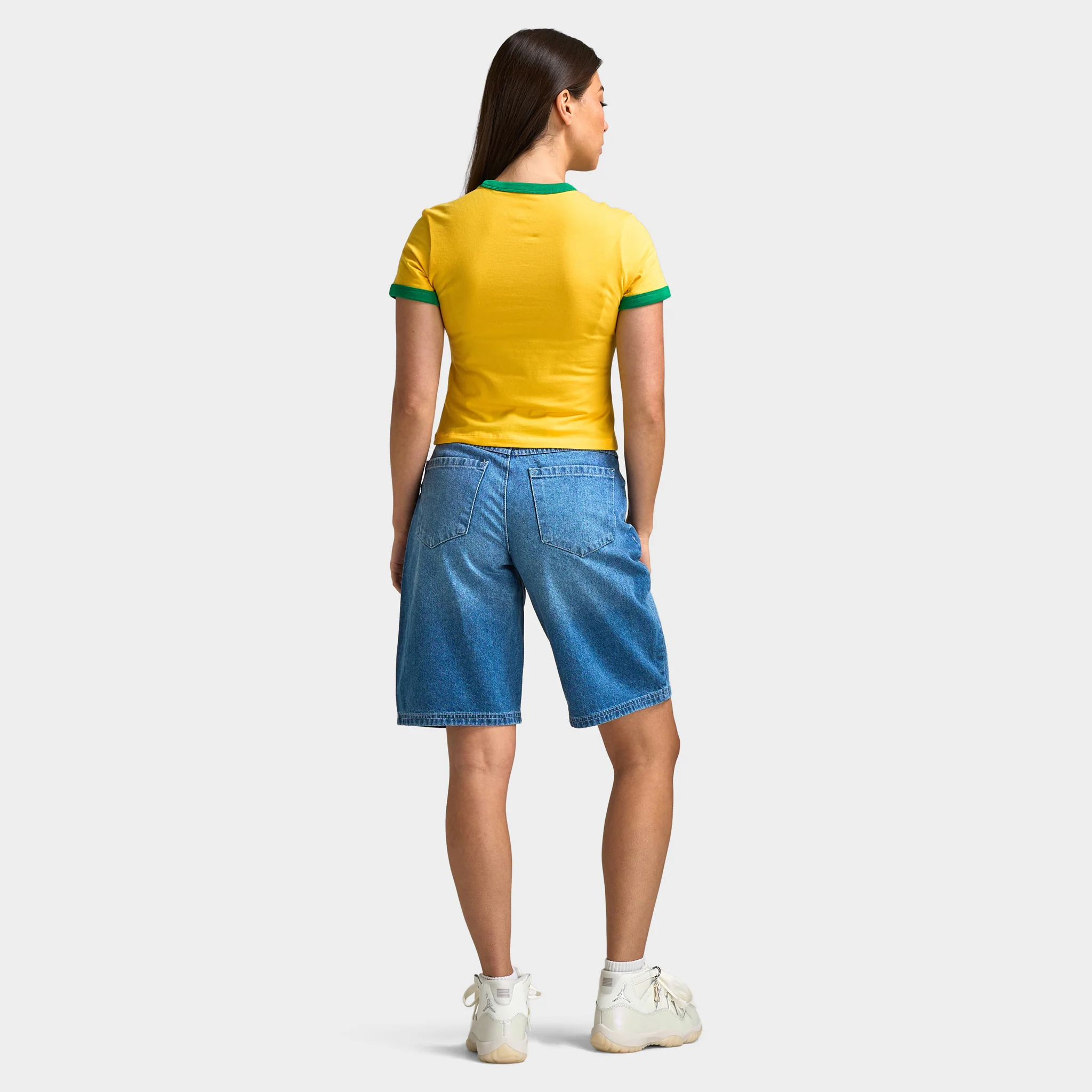 Jordan Women's Retro Girlfriend Crew P6 Varsity Maize / Lucky Green - Image 6