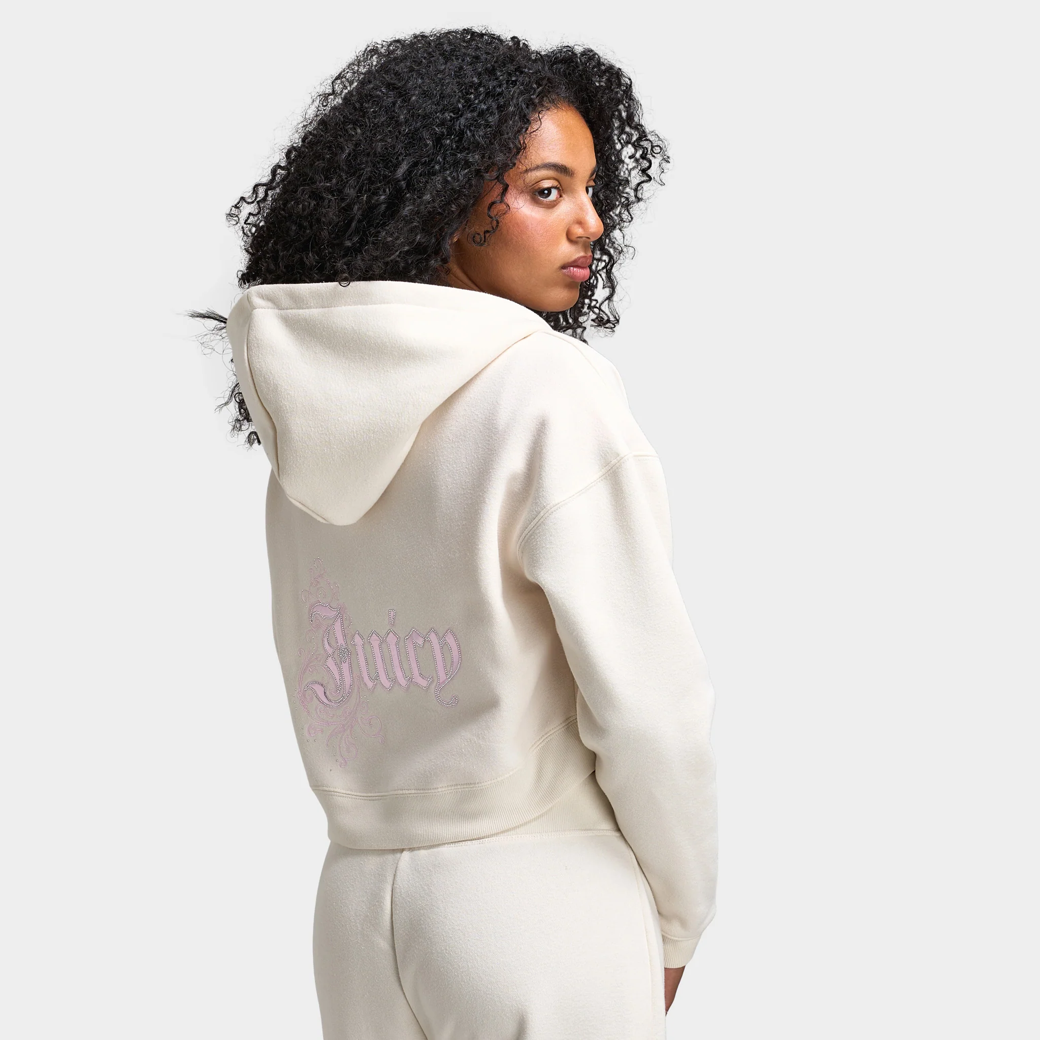 Juicy Couture Cropped Fullzip Hoodie Cloud / Cherry Blossom - Image 2