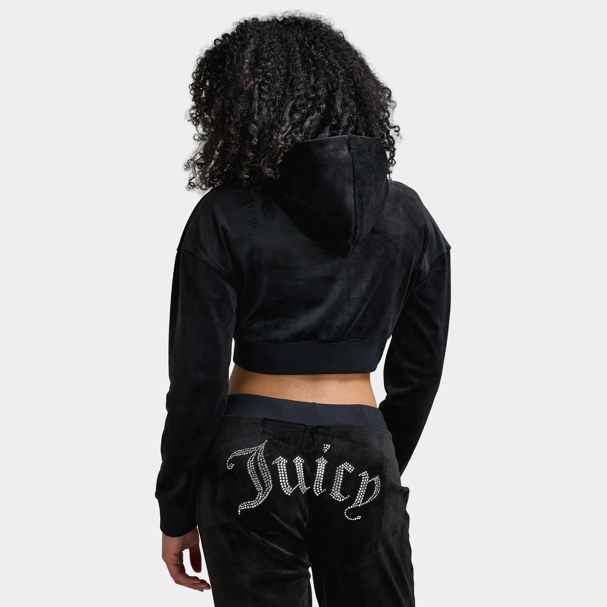 Juicy Couture Luxe Velour Cropped Hoodie / Liquorice - Image 2