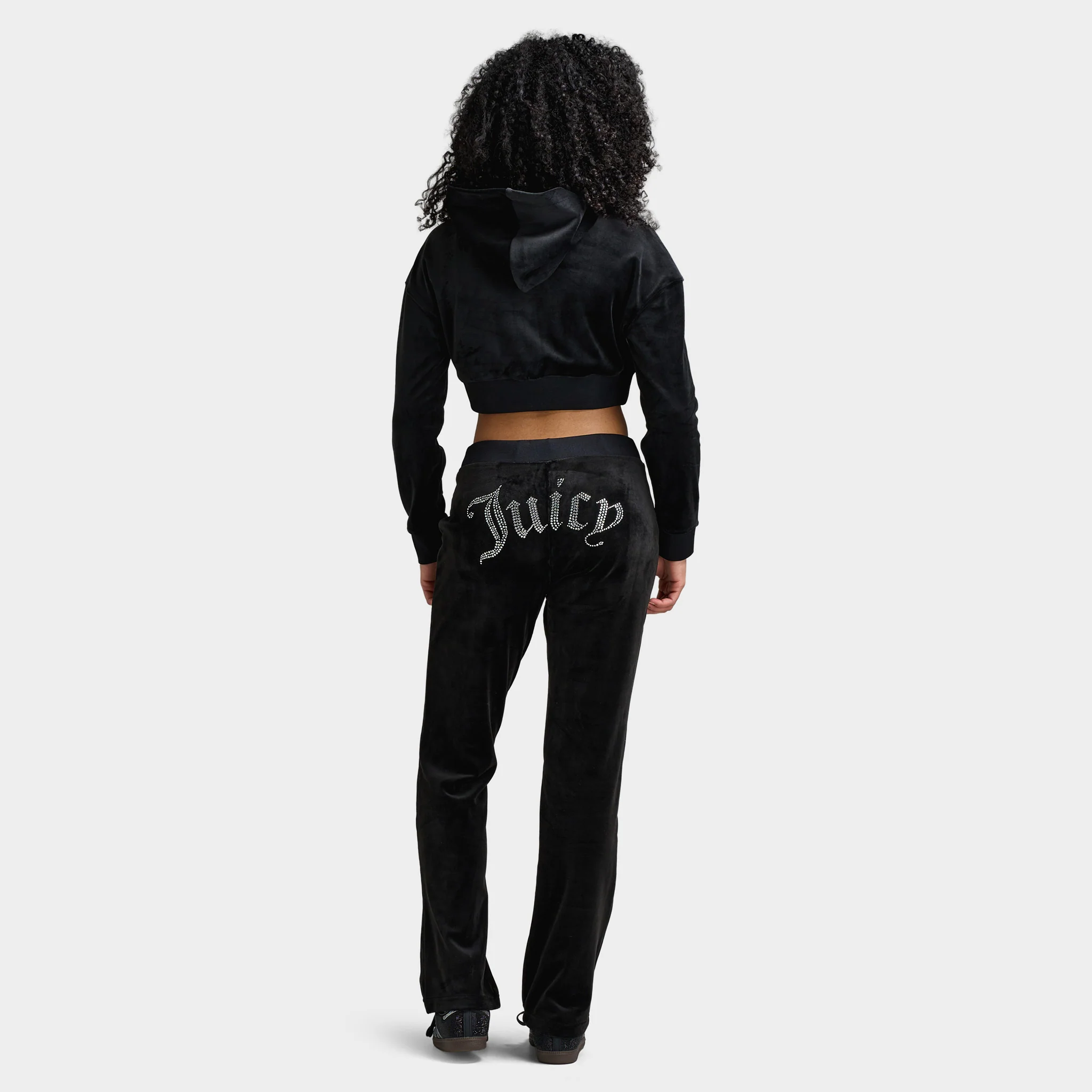 Juicy Couture Luxe Velour Cropped Hoodie / Liquorice - Image 6