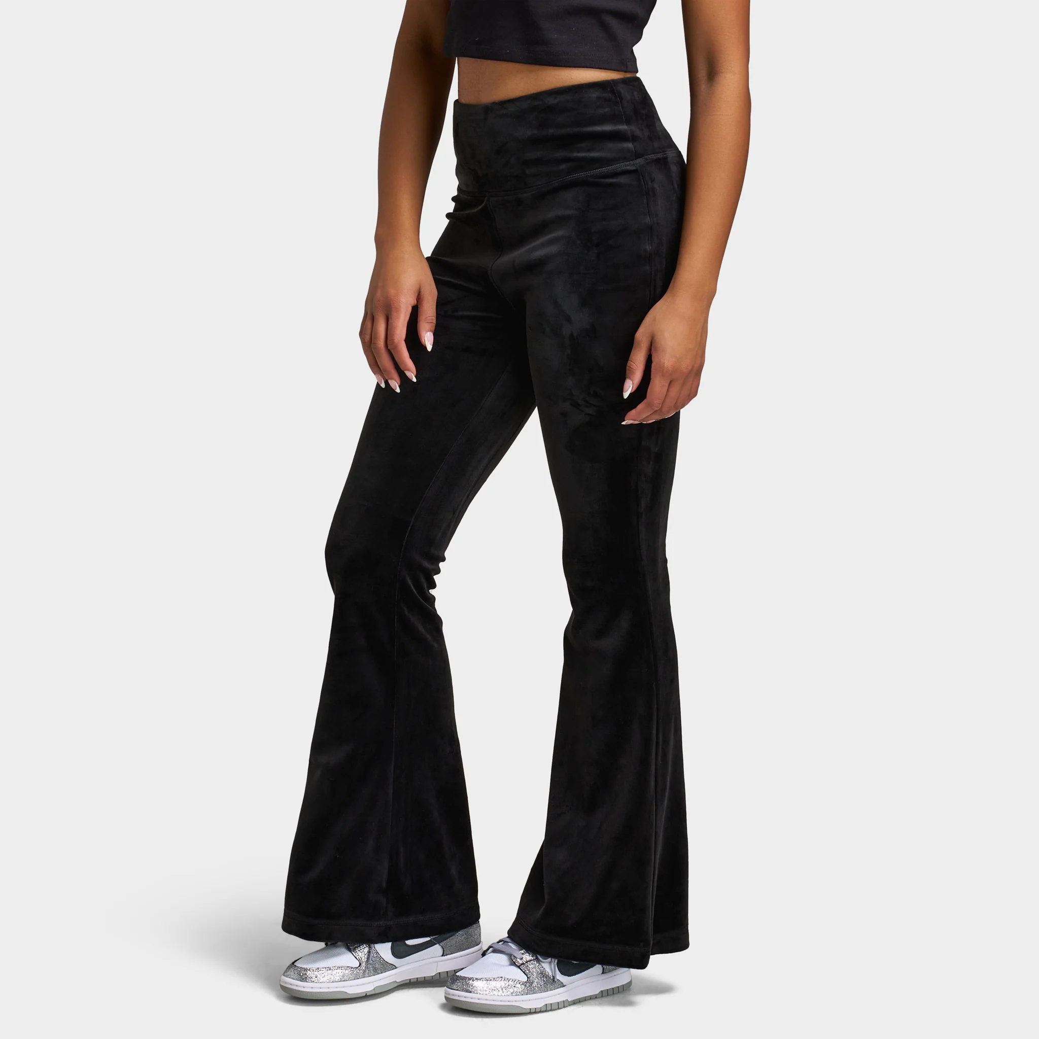 Juicy Couture Luxe Velour Flared Track Pants / Liquorice - Image 3