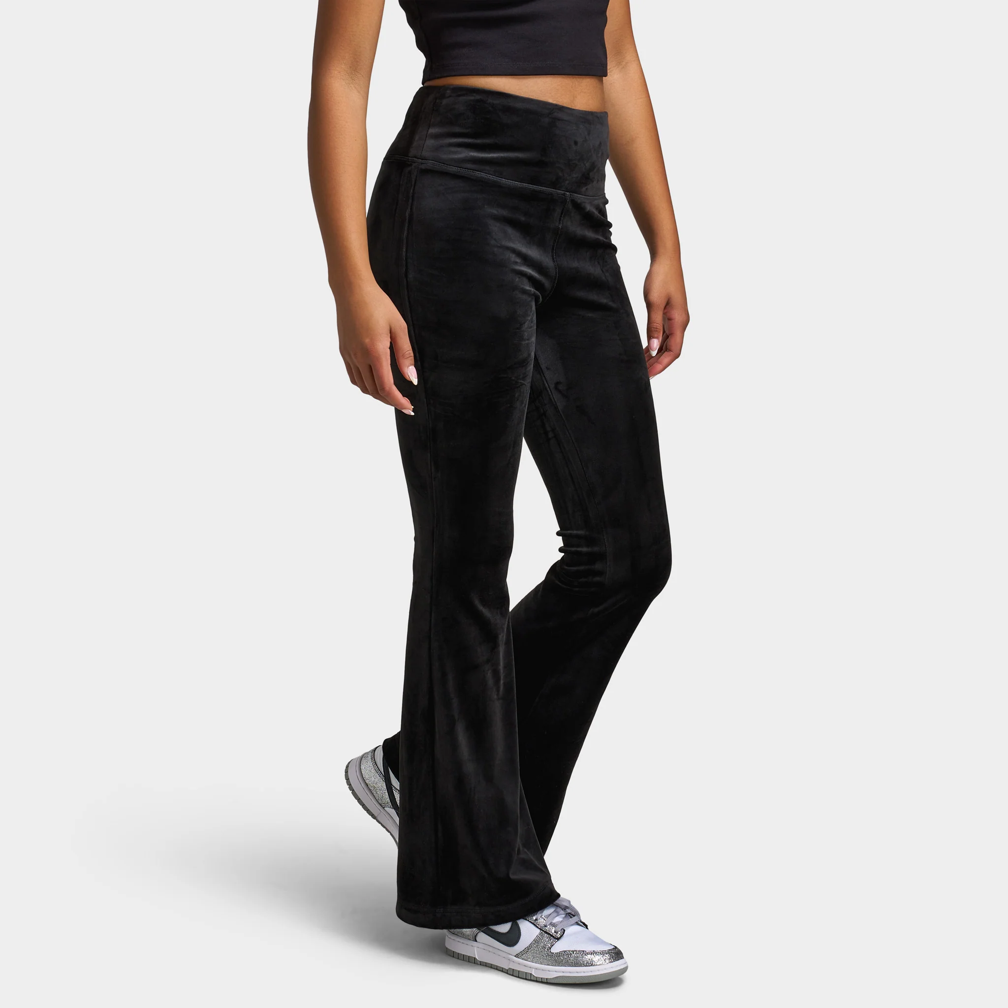 Juicy Couture Luxe Velour Flared Track Pants / Liquorice - Image 4