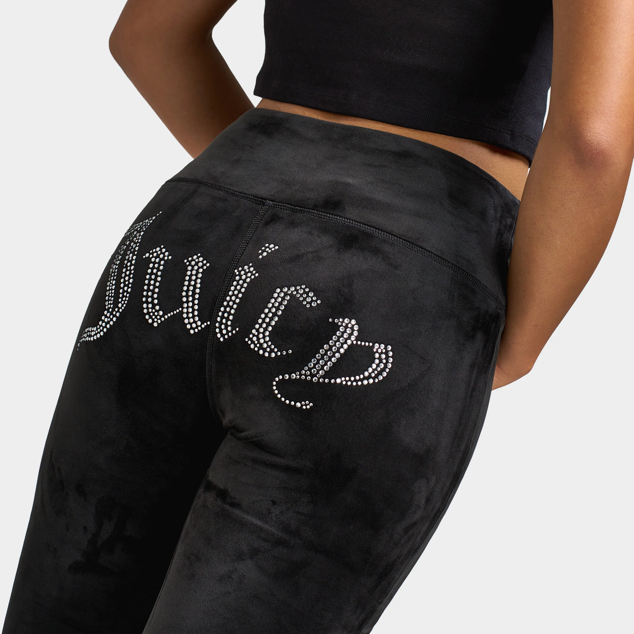 Juicy Couture Luxe Velour Flared Track Pants / Liquorice - Image 5
