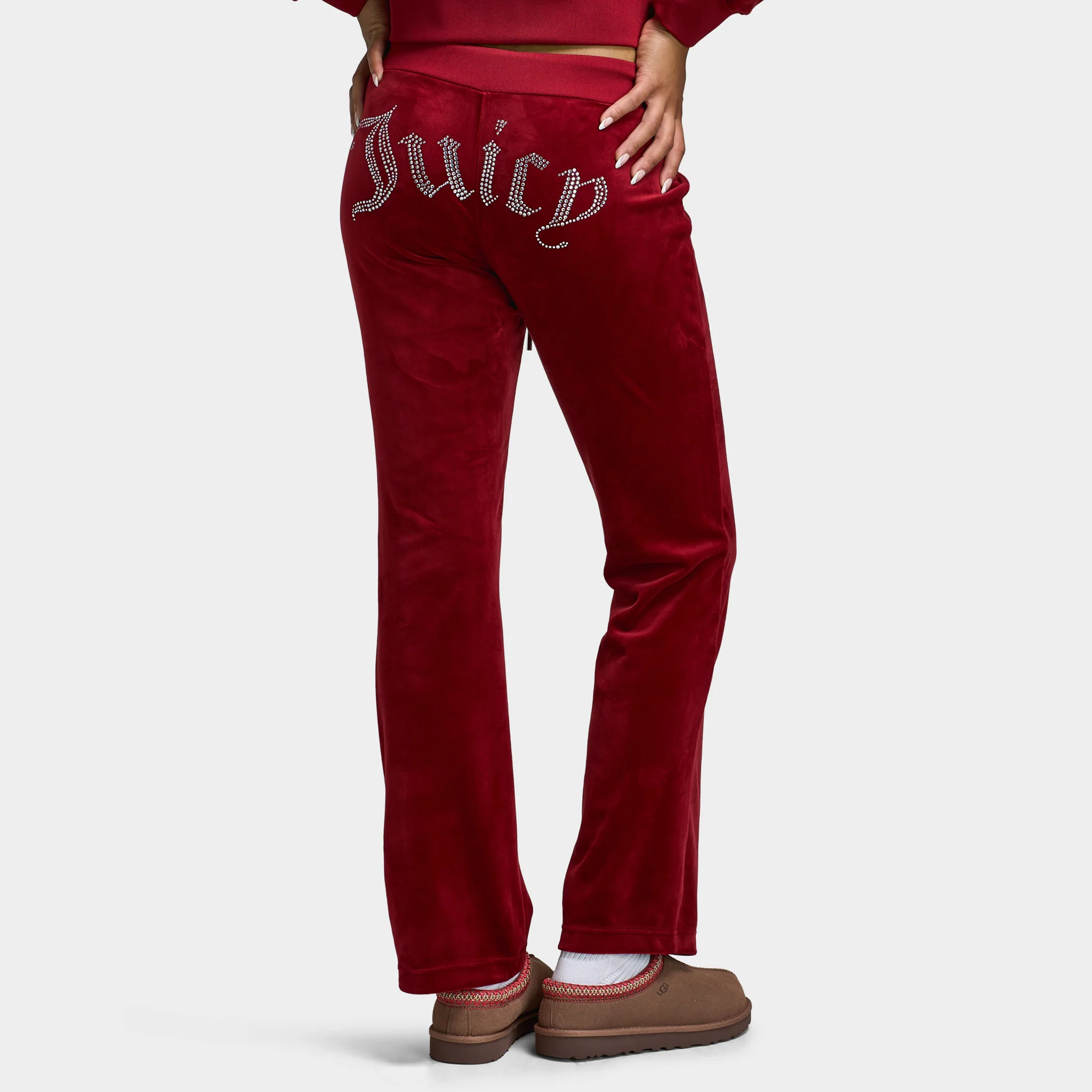 Juicy Couture OG Big Bling Velour Track Pants / Red Dahlia - Image 2