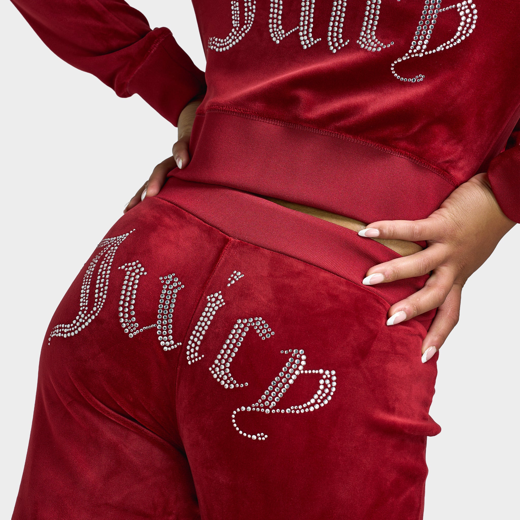 Juicy Couture OG Big Bling Velour Track Pants / Red Dahlia - Image 5