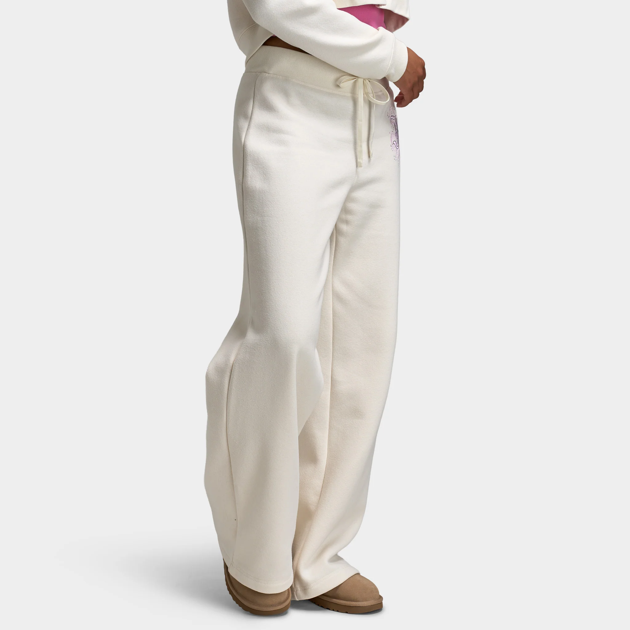 Juicy Couture Wide Leg Track Pant With Script Hotfix Cloud / Cherry Blossom - Image 3