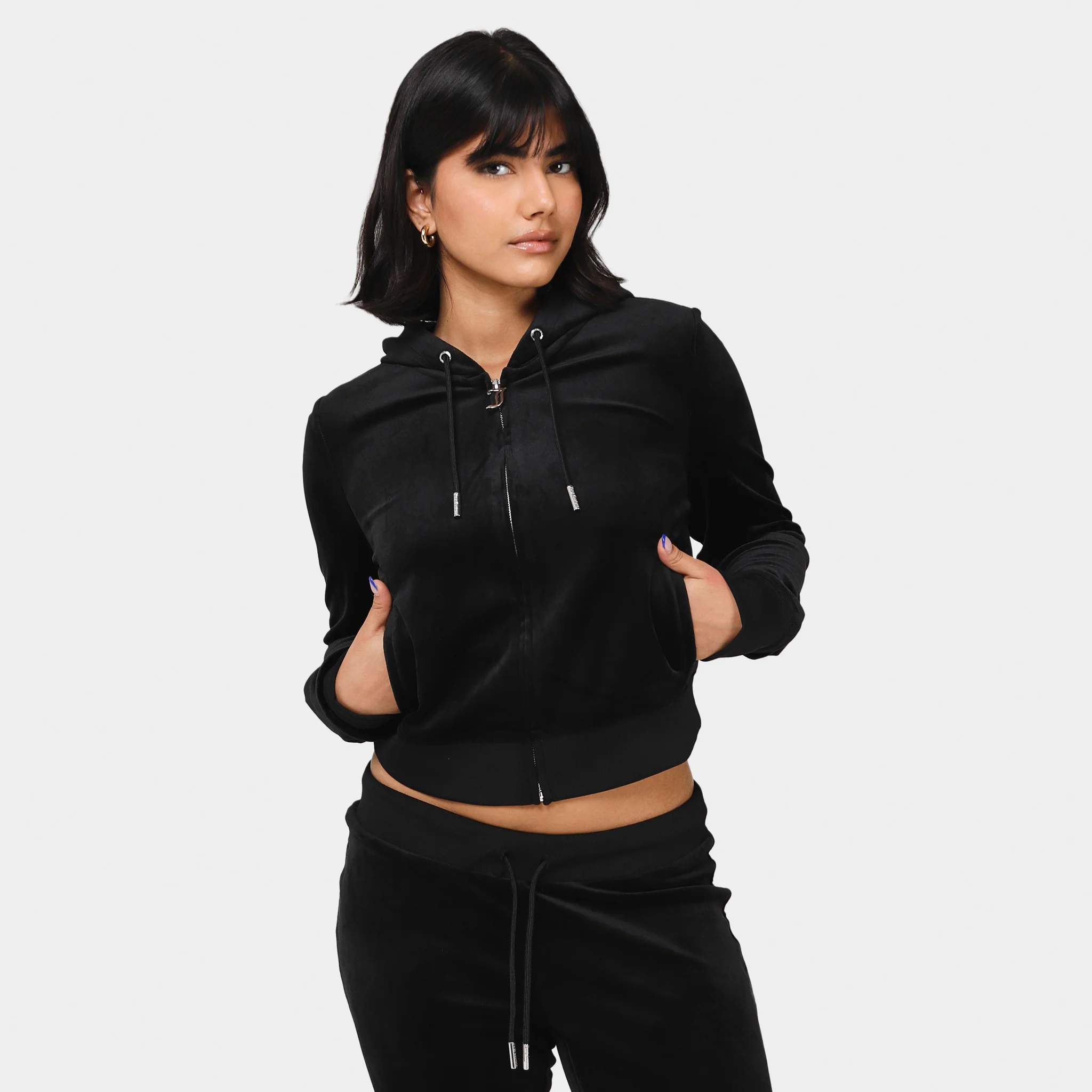 Juicy Couture Women's Big Bling Luxe Velour Full Zip Hoodie / Liquorice - Image 2