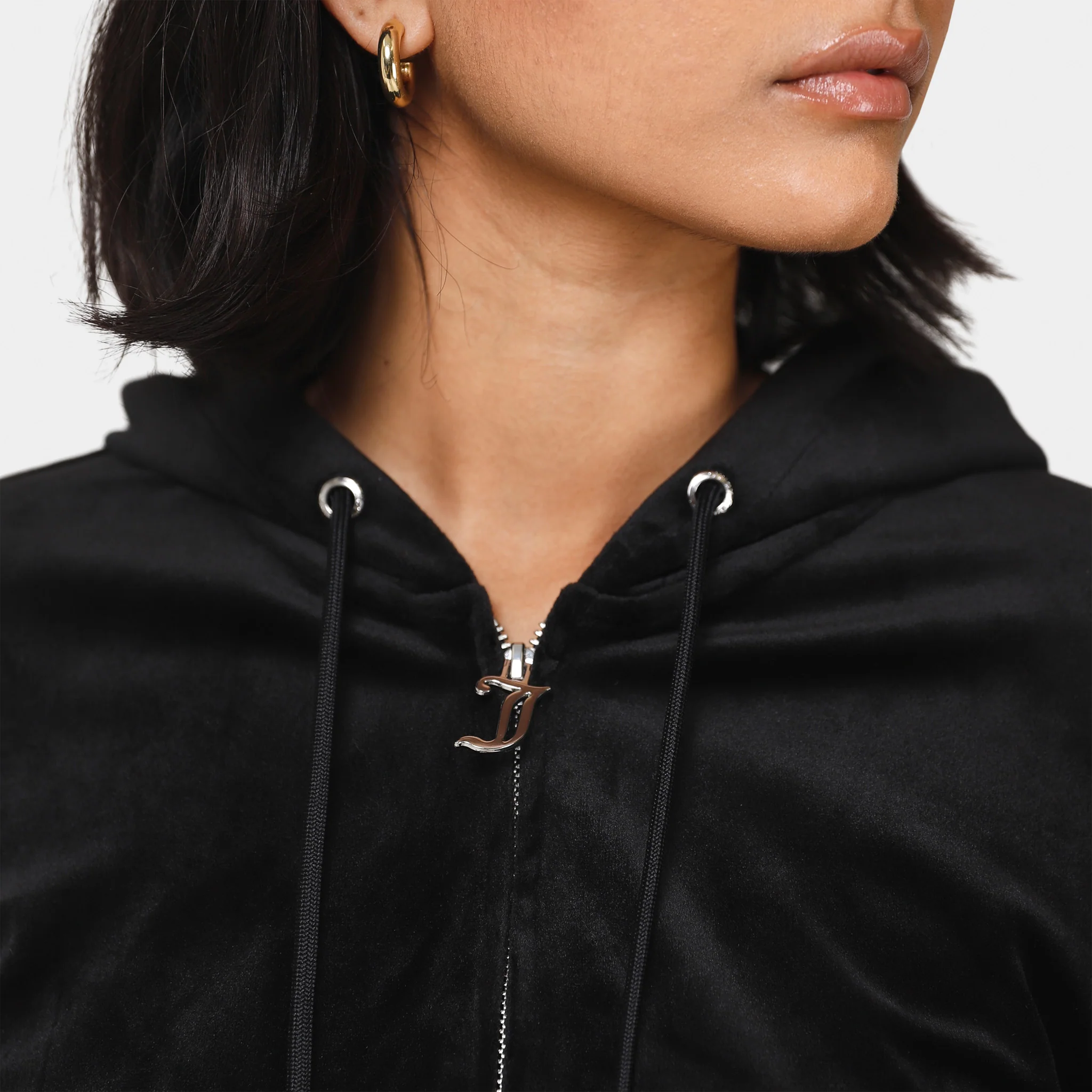Juicy Couture Women's Big Bling Luxe Velour Full Zip Hoodie / Liquorice - Image 4
