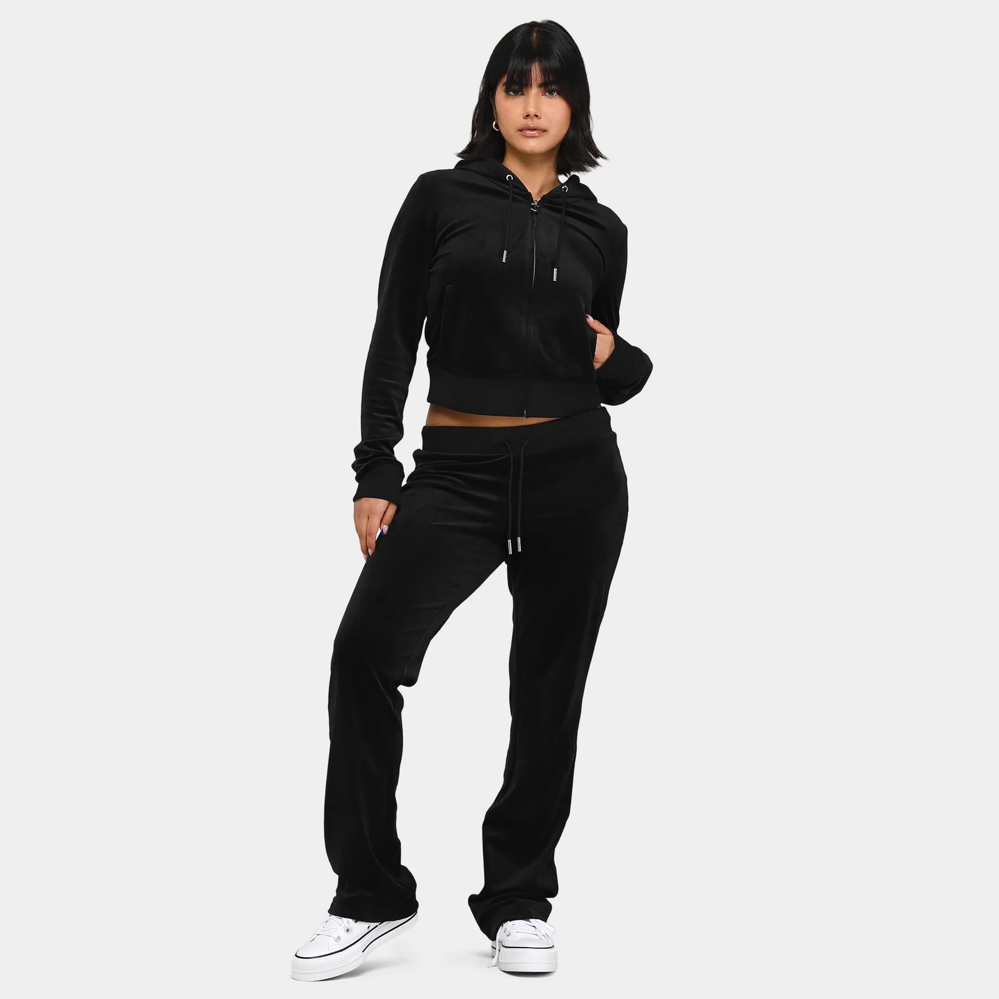 Juicy Couture Women's Big Bling Luxe Velour Full Zip Hoodie / Liquorice - Image 5