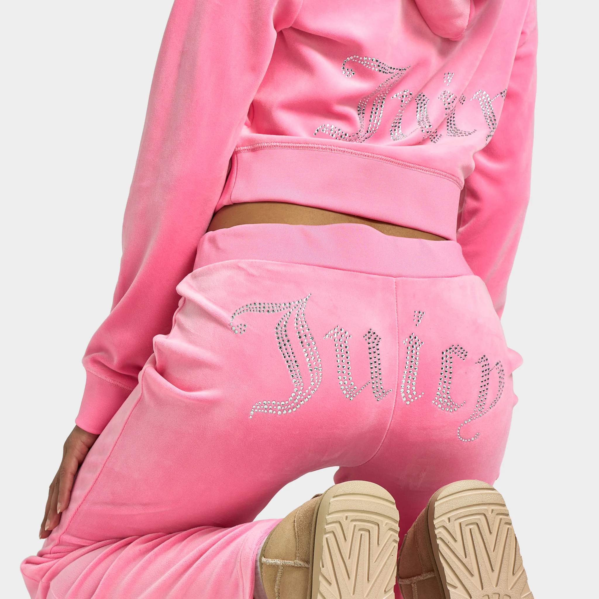 Juicy Couture Women's OG Big Bling Velour Track Pants / Hot Hot Pink - Image 5