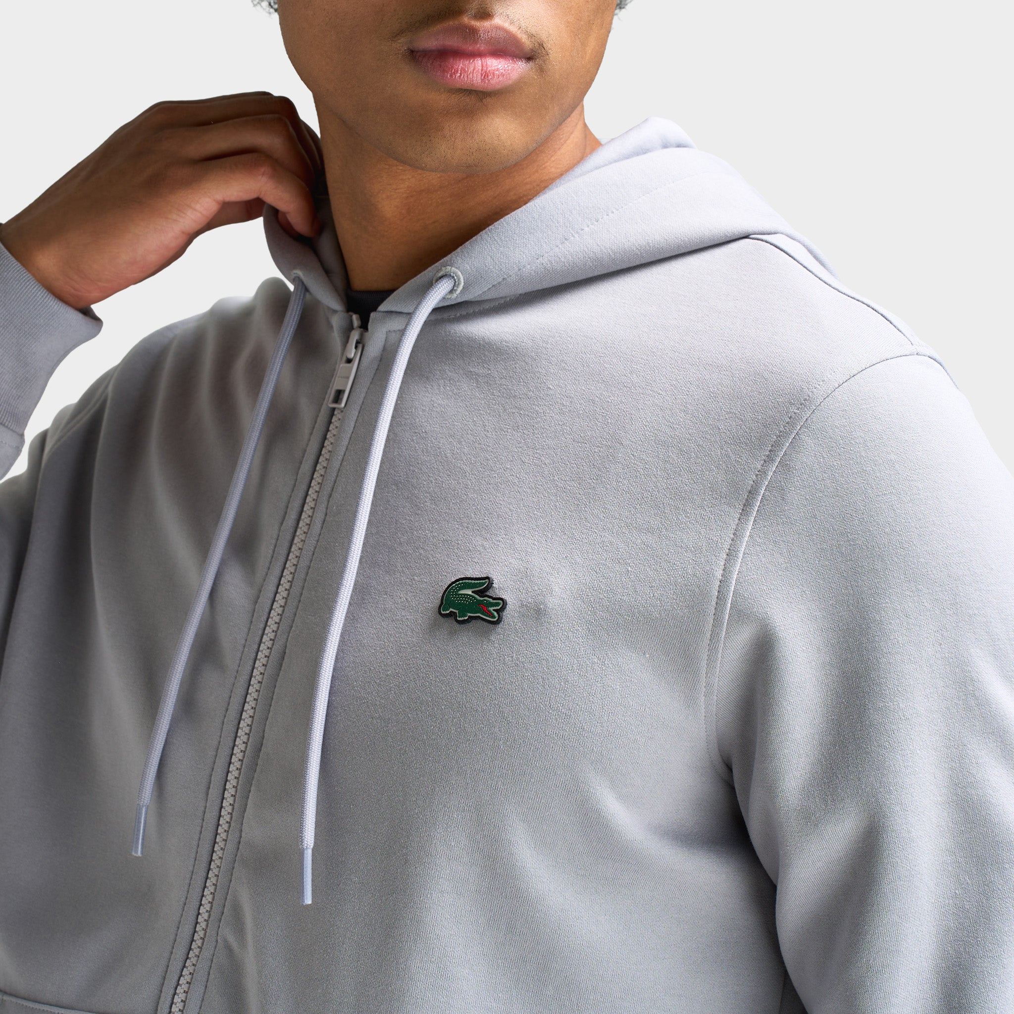 Lacoste Double Knit Full-Zip Sweater / Grey - Image 3