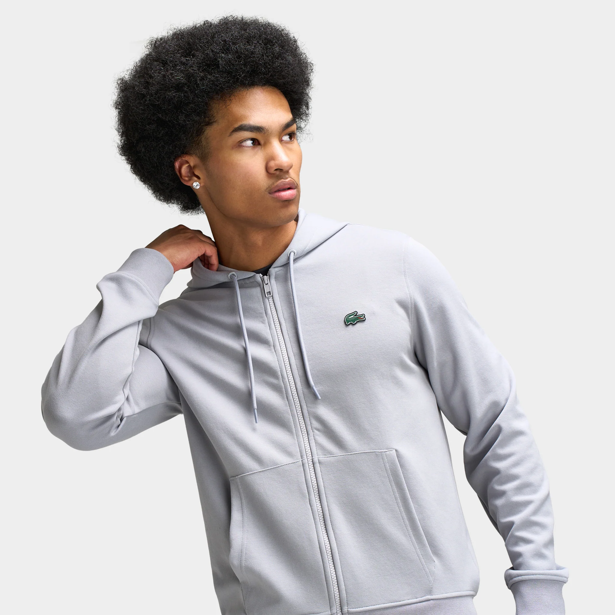 Lacoste Double Knit Full-Zip Sweater / Grey - Image 4