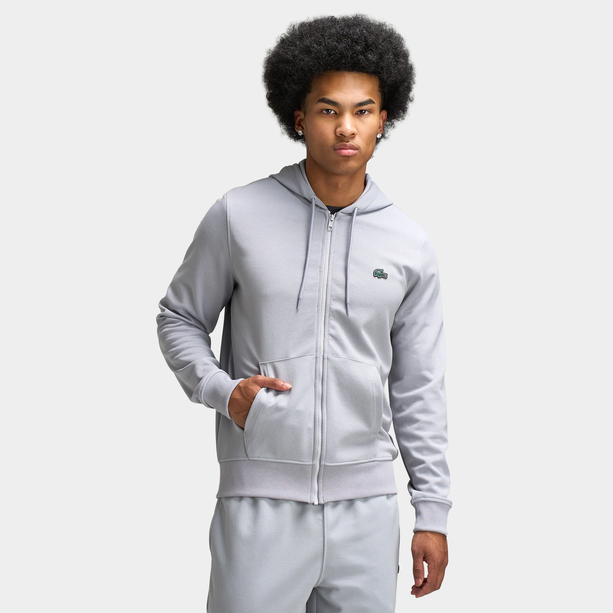 Lacoste Double Knit Full-Zip Sweater / Grey - Image 5