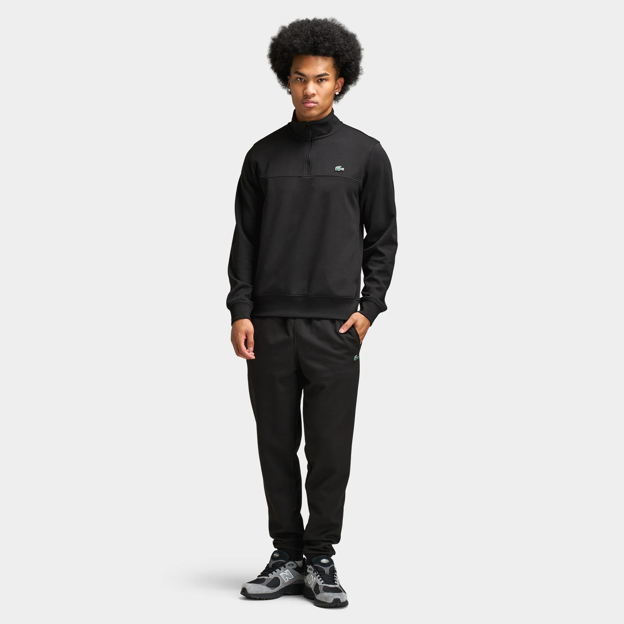 Lacoste Double Knit Half Zip Sweater / Black - Image 2