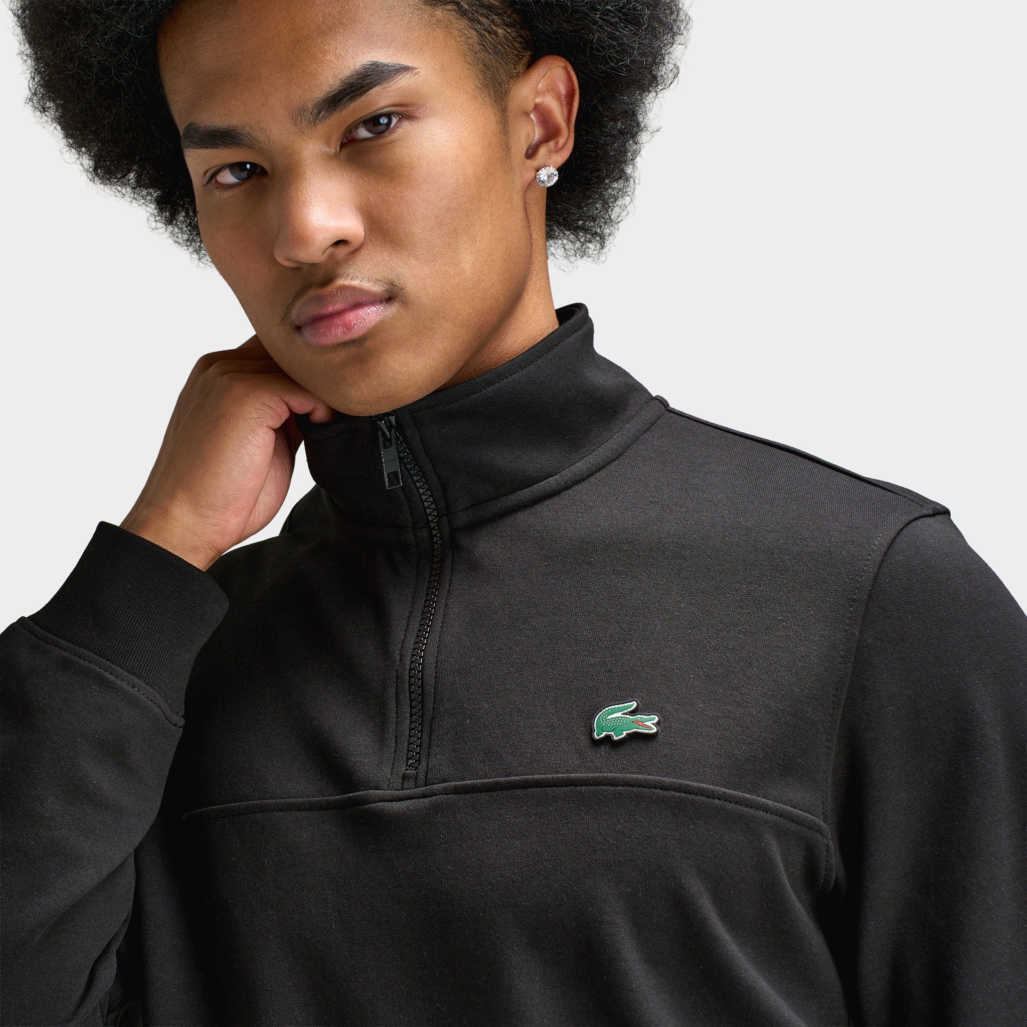 Lacoste Double Knit Half Zip Sweater / Black - Image 4