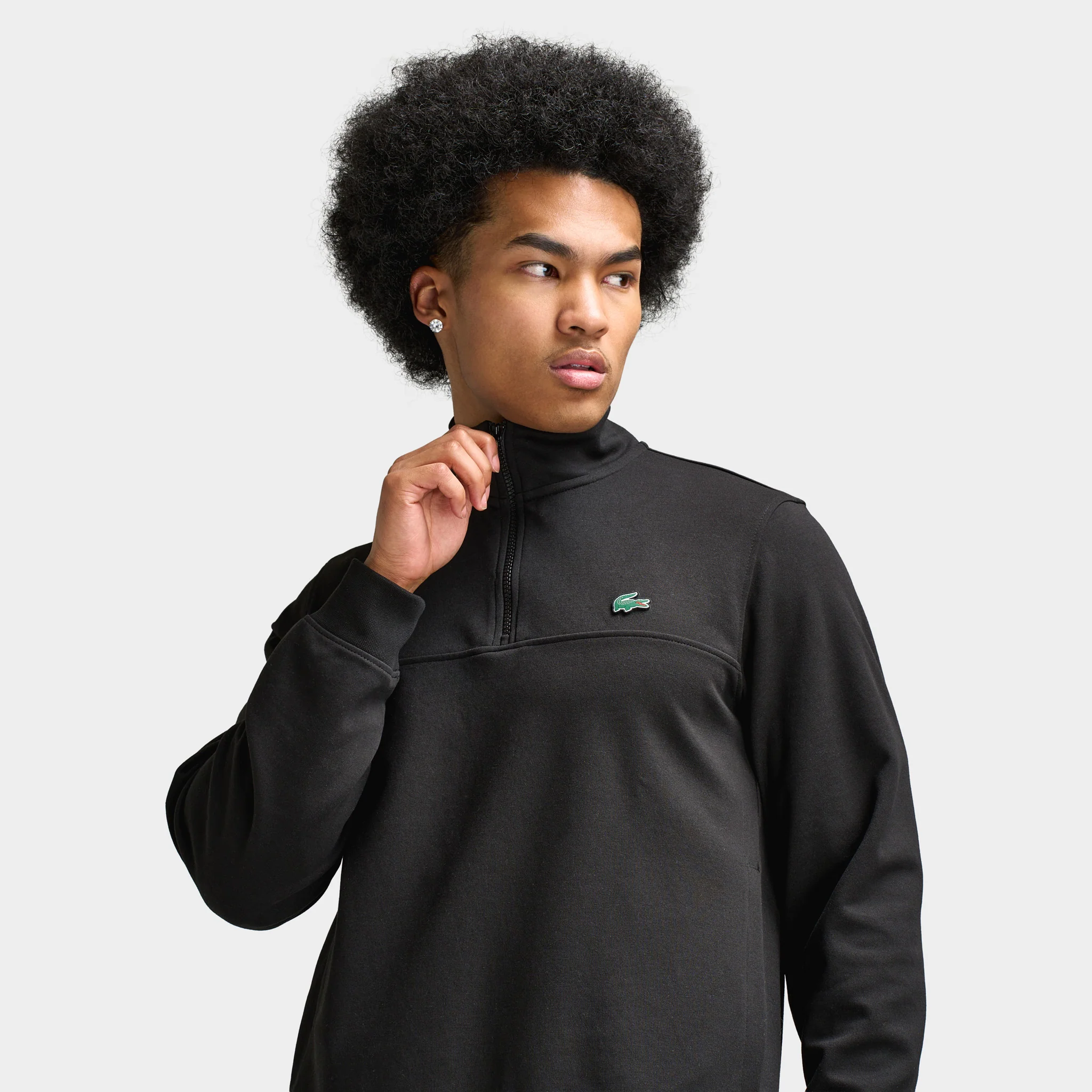 Lacoste Double Knit Half Zip Sweater / Black - Image 5