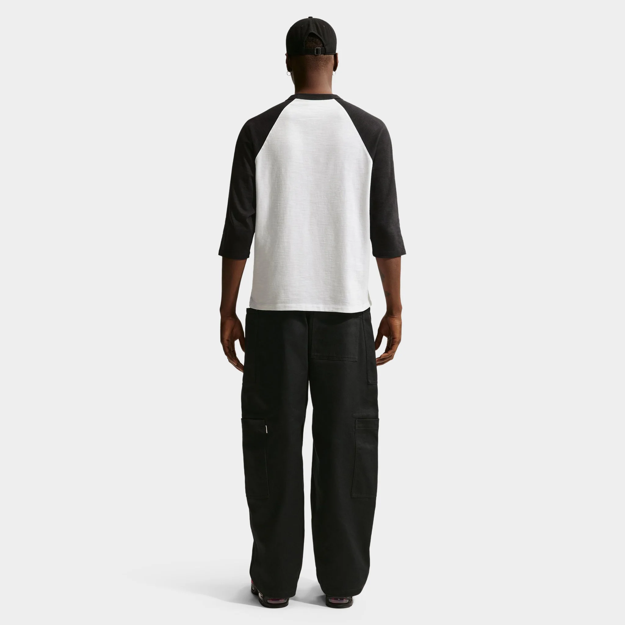 Nike Sportswear Club 3/4 Sleeve Raglan Top Black / White - Image 3
