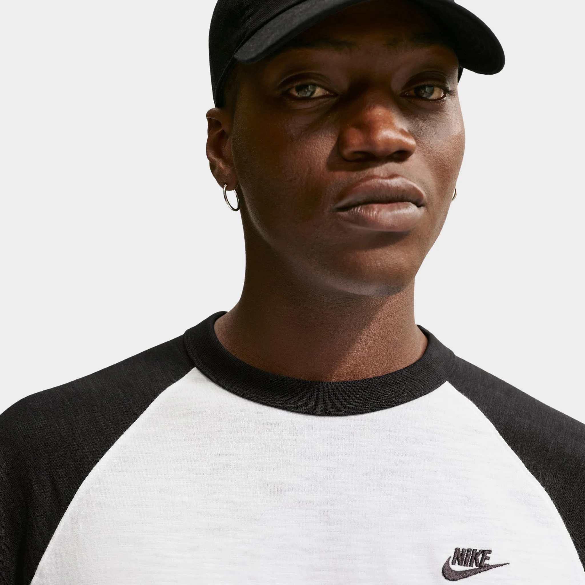 Nike Sportswear Club 3/4 Sleeve Raglan Top Black / White - Image 6