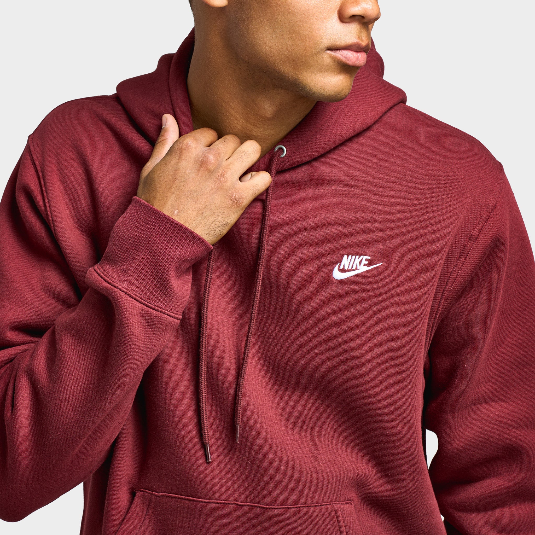 Nike Club Men's Pullover Fleece Hoodie / Red - Image 4