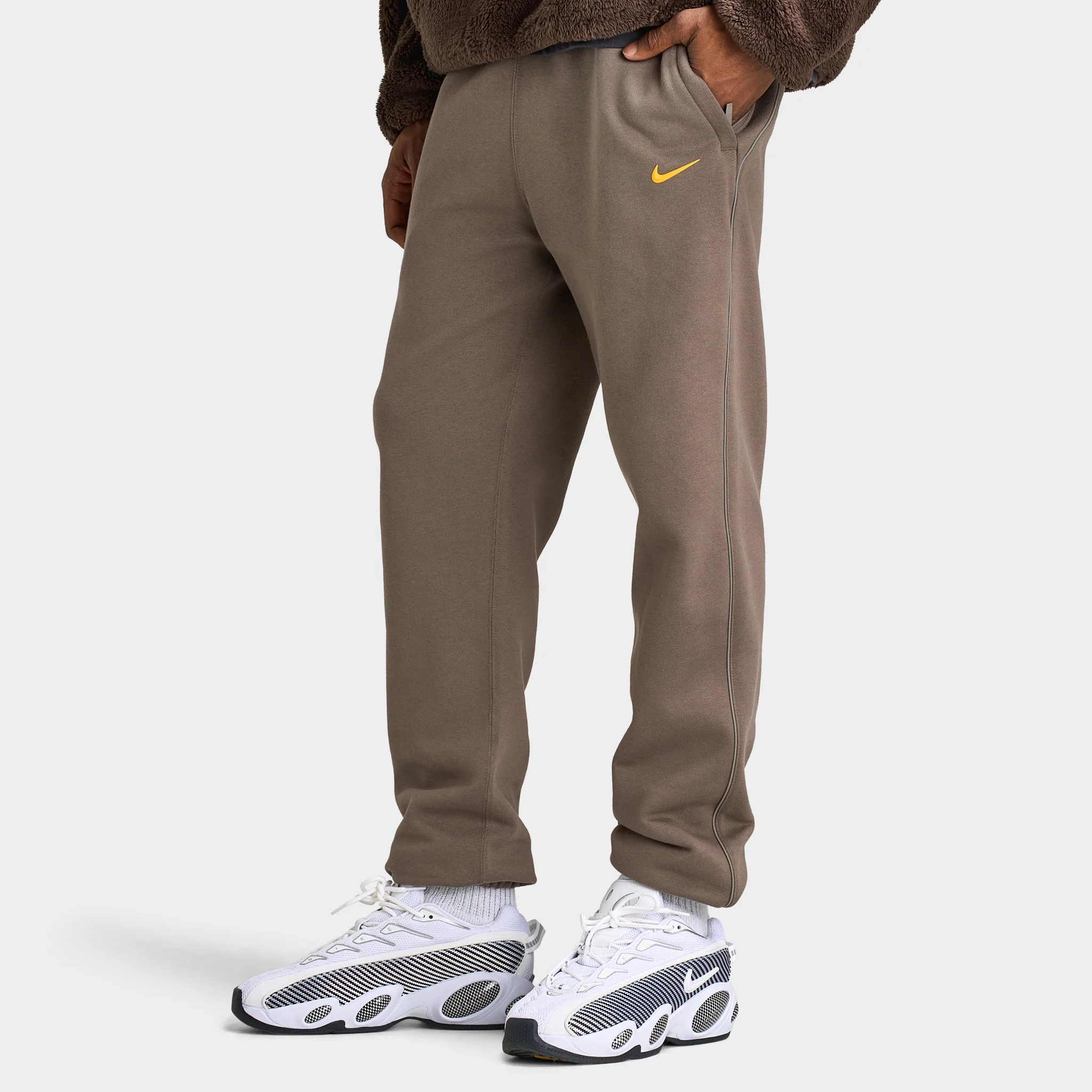 Nike NOCTA Fleece CS Pants Olive Grey / Yellow Ochre - Image 3