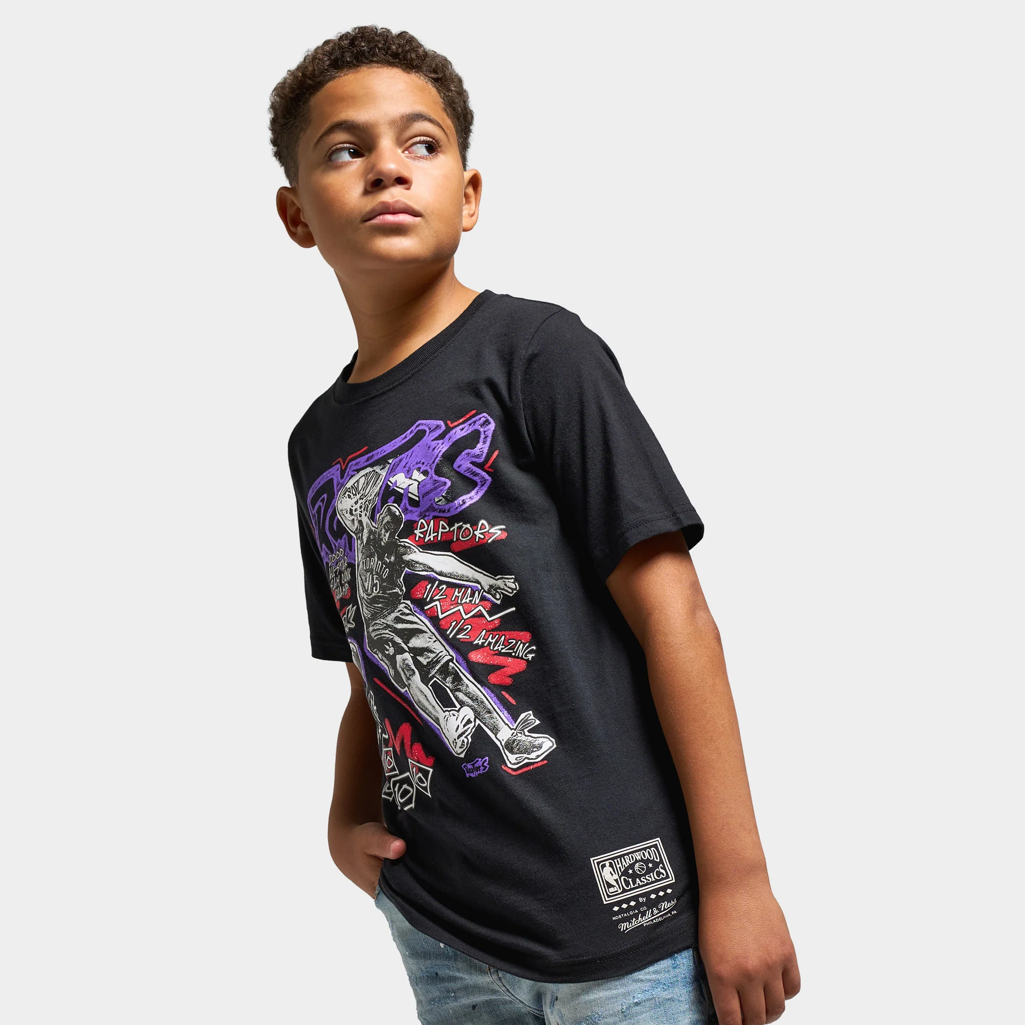 Mitchell & Ness Juniors' Chalk Carter Vince Graphic Tee / Black - Image 3
