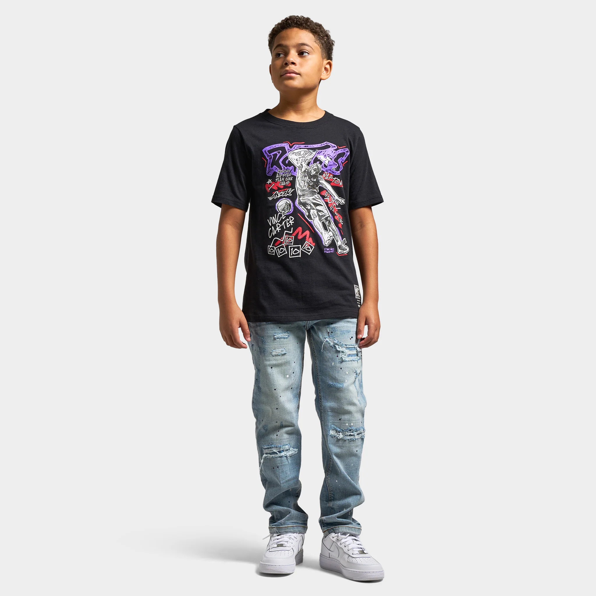 Mitchell & Ness Juniors' Chalk Carter Vince Graphic Tee / Black - Image 6