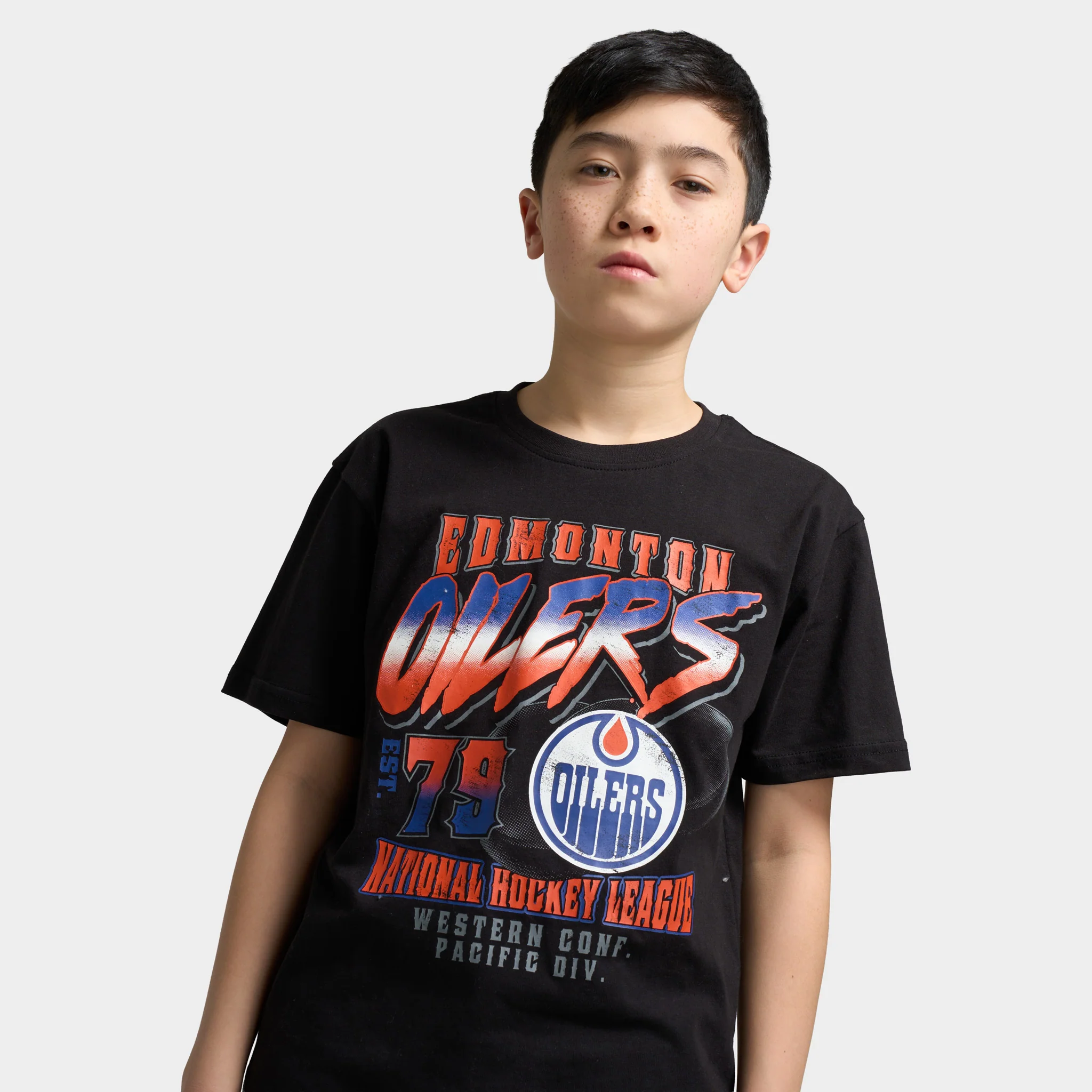 Mitchell & Ness Juniors' NHL Crossfire Tee Oilers / Black - Image 3