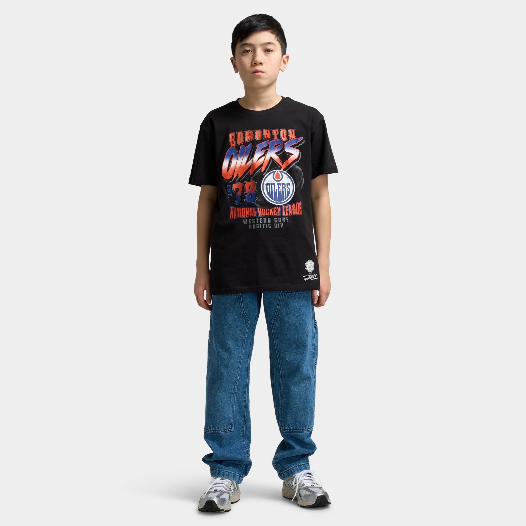 Mitchell & Ness Juniors' NHL Crossfire Tee Oilers / Black - Image 6