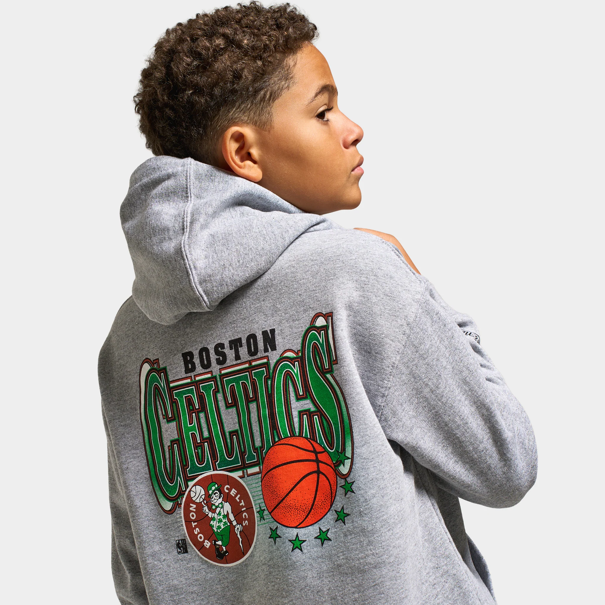 Mitchell & Ness Juniors' Slam Fleece Hoodie / Grey - Image 3