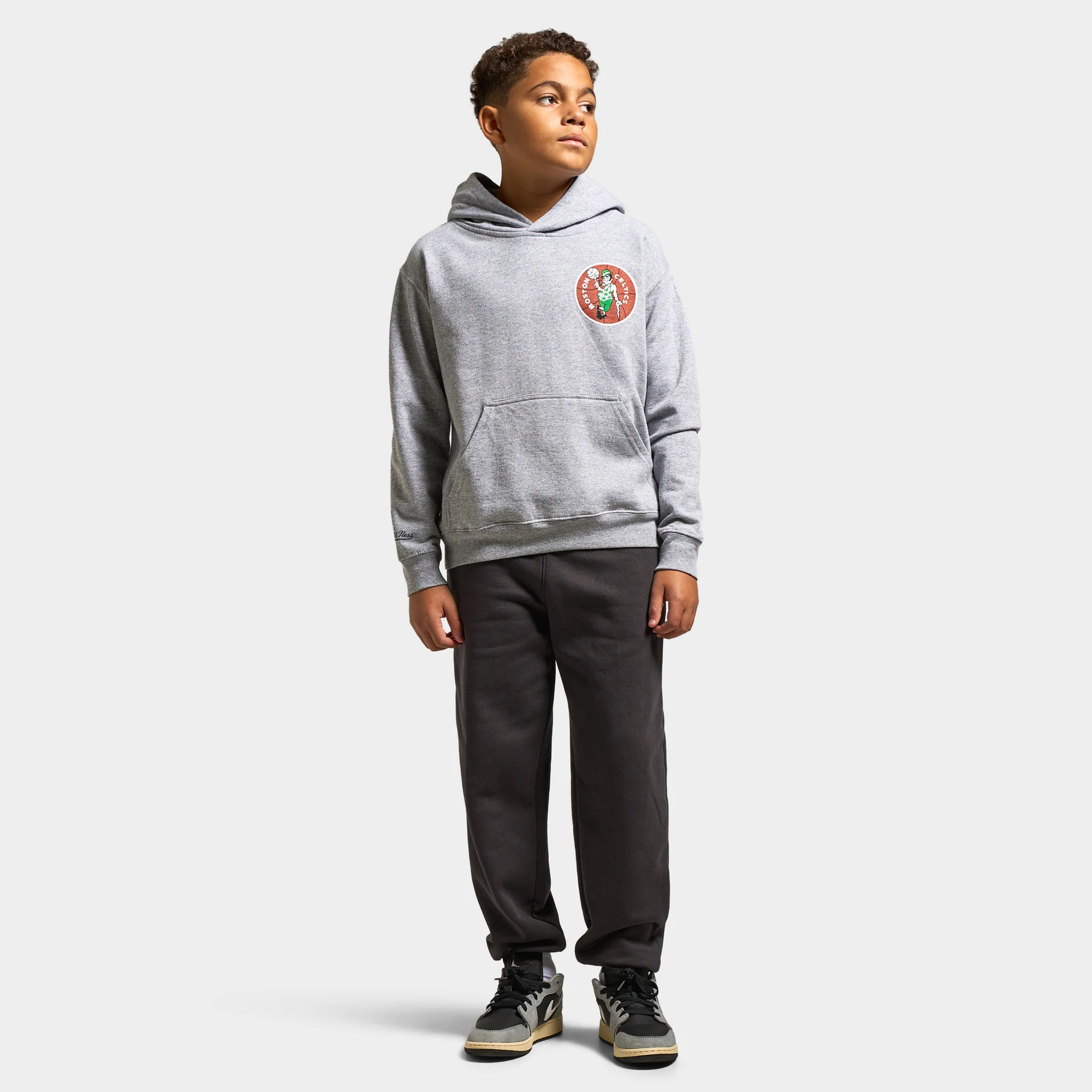 Mitchell & Ness Juniors' Slam Fleece Hoodie / Grey - Image 6