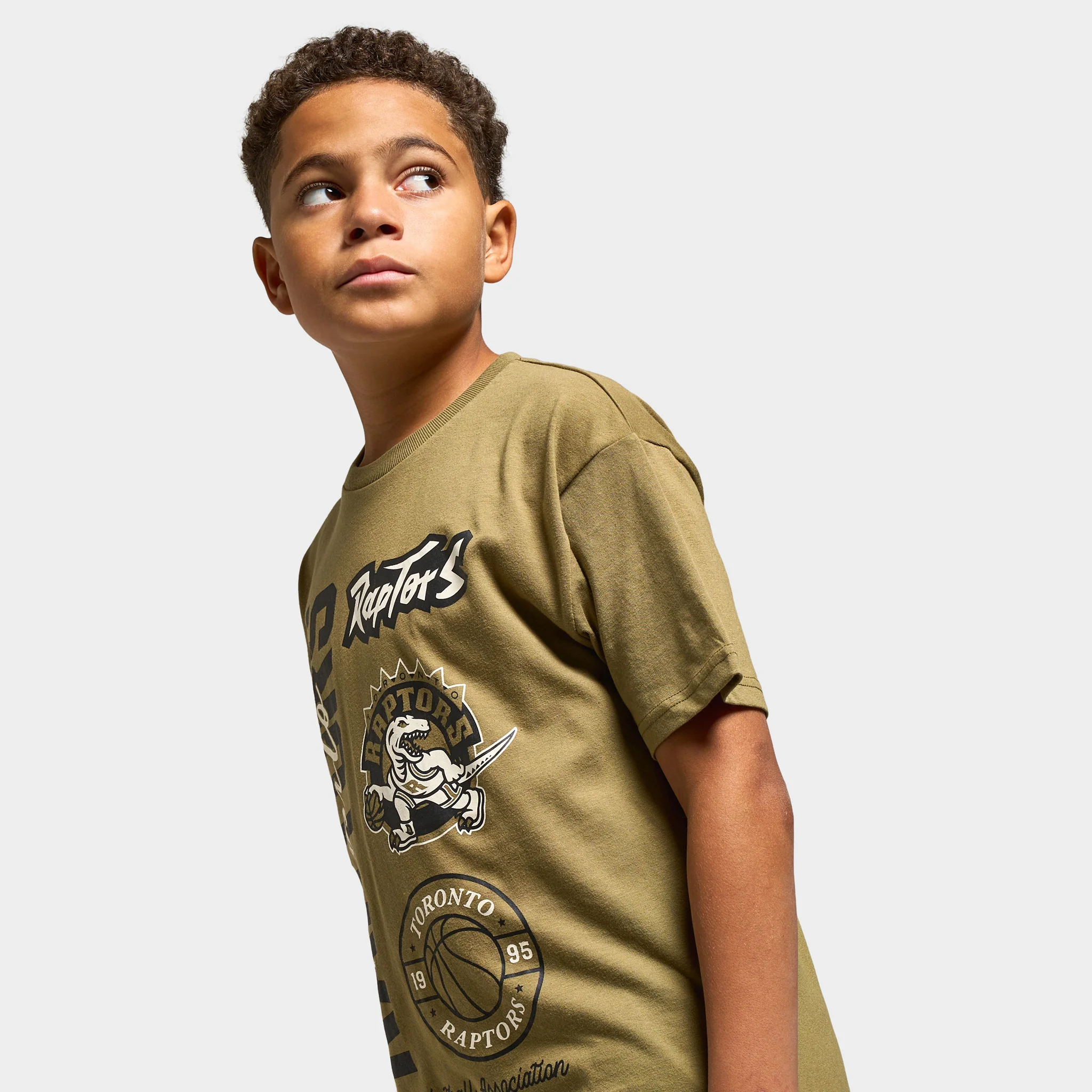 Mitchell & Ness Juniors' Stacked Tee - Raptors / Olive - Image 3