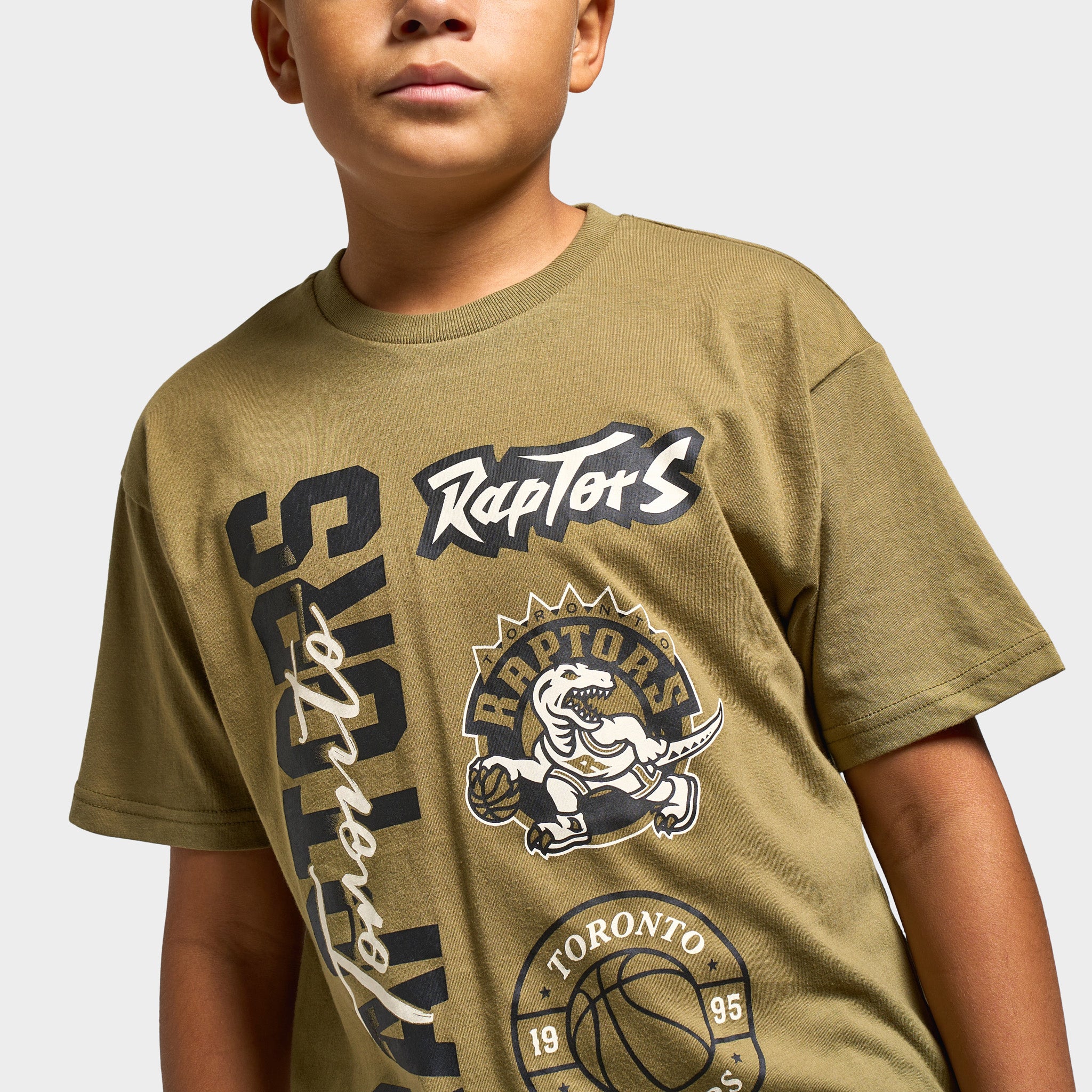 Mitchell & Ness Juniors' Stacked Tee - Raptors / Olive - Image 4