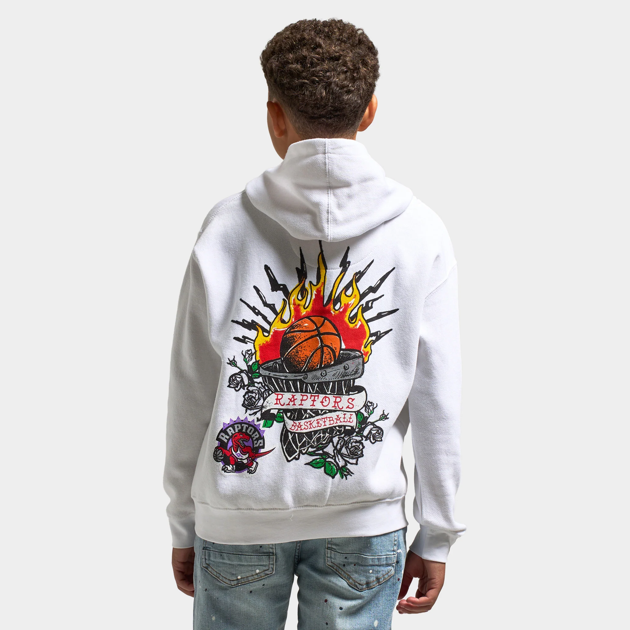 Mitchell & Ness Juniors' Tattoo Style Graphic Hoodie / White - Image 2