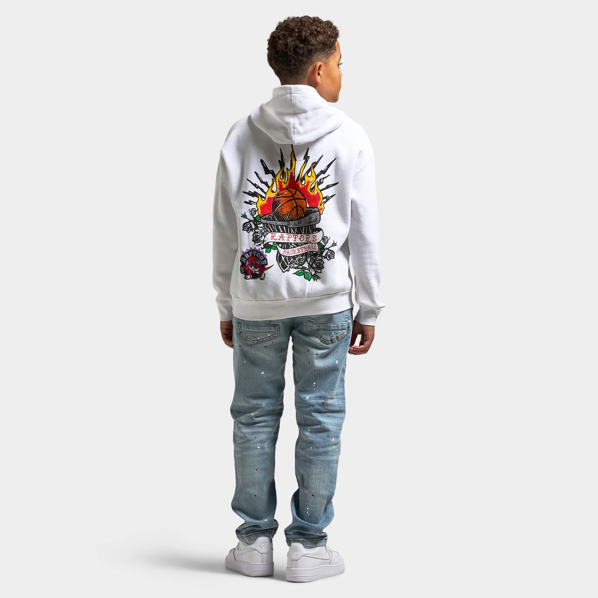 Mitchell & Ness Juniors' Tattoo Style Graphic Hoodie / White - Image 5