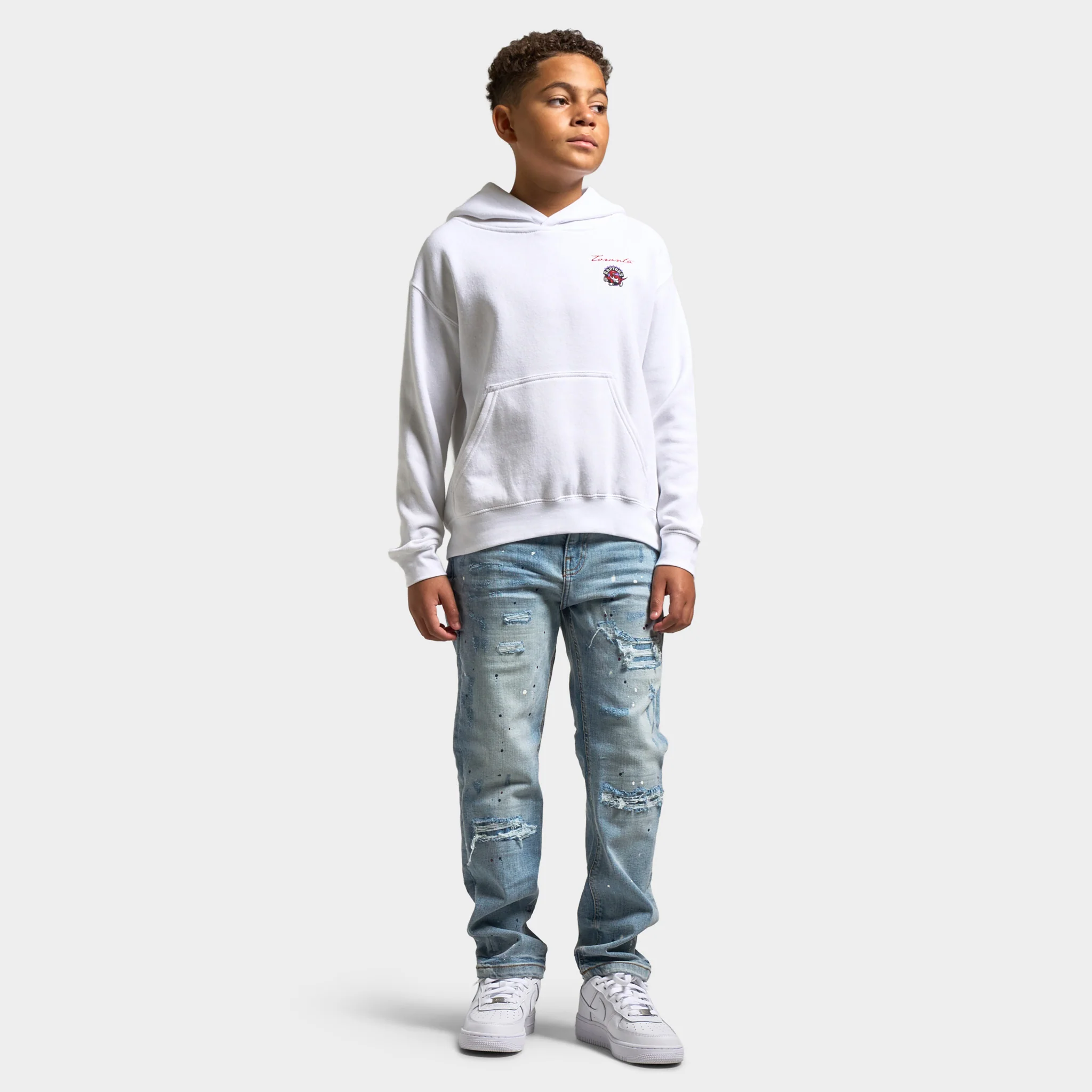 Mitchell & Ness Juniors' Tattoo Style Graphic Hoodie / White - Image 6