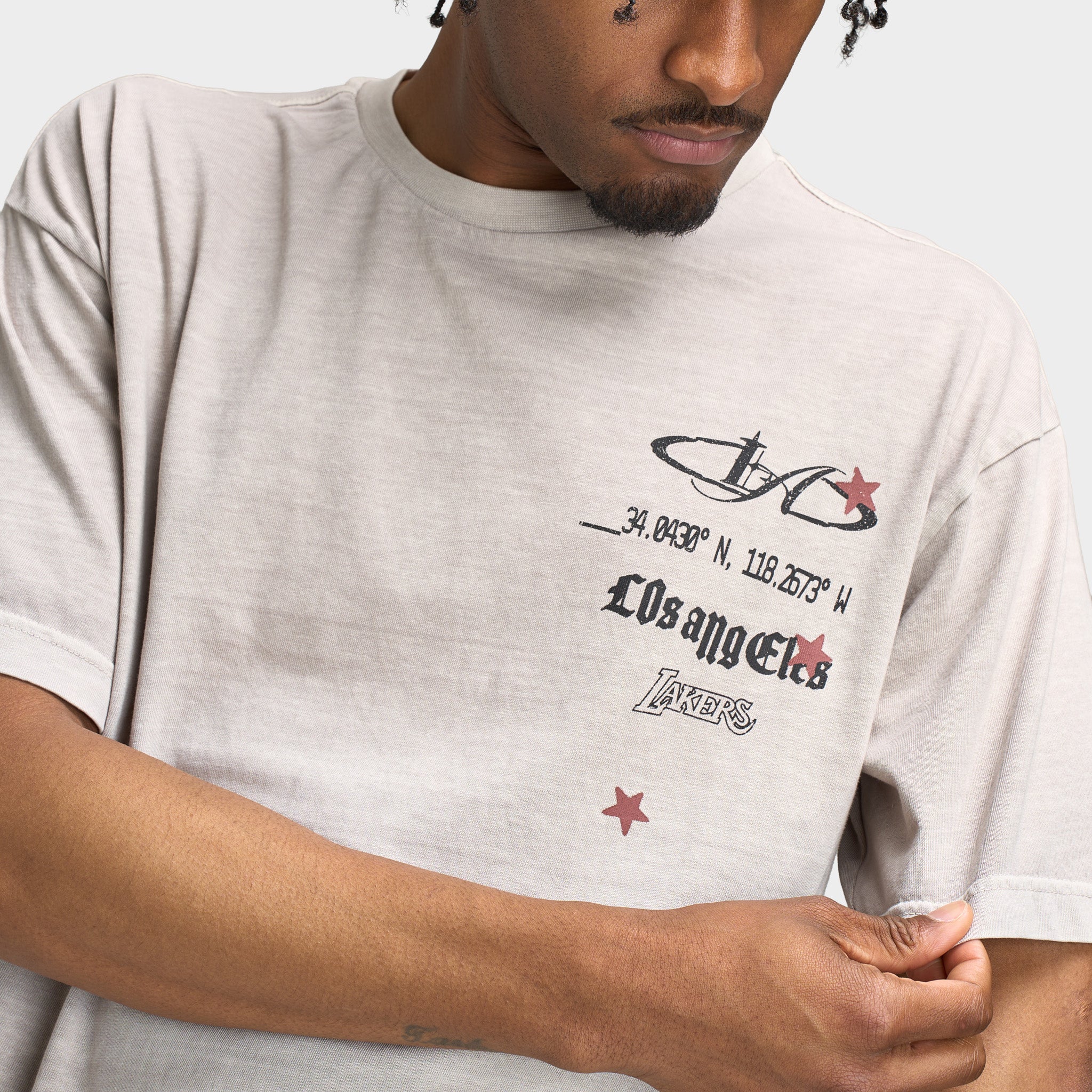 Mitchell & Ness Lakers Distress Boxy T-Shirt / Washed Chartreuse - Image 3