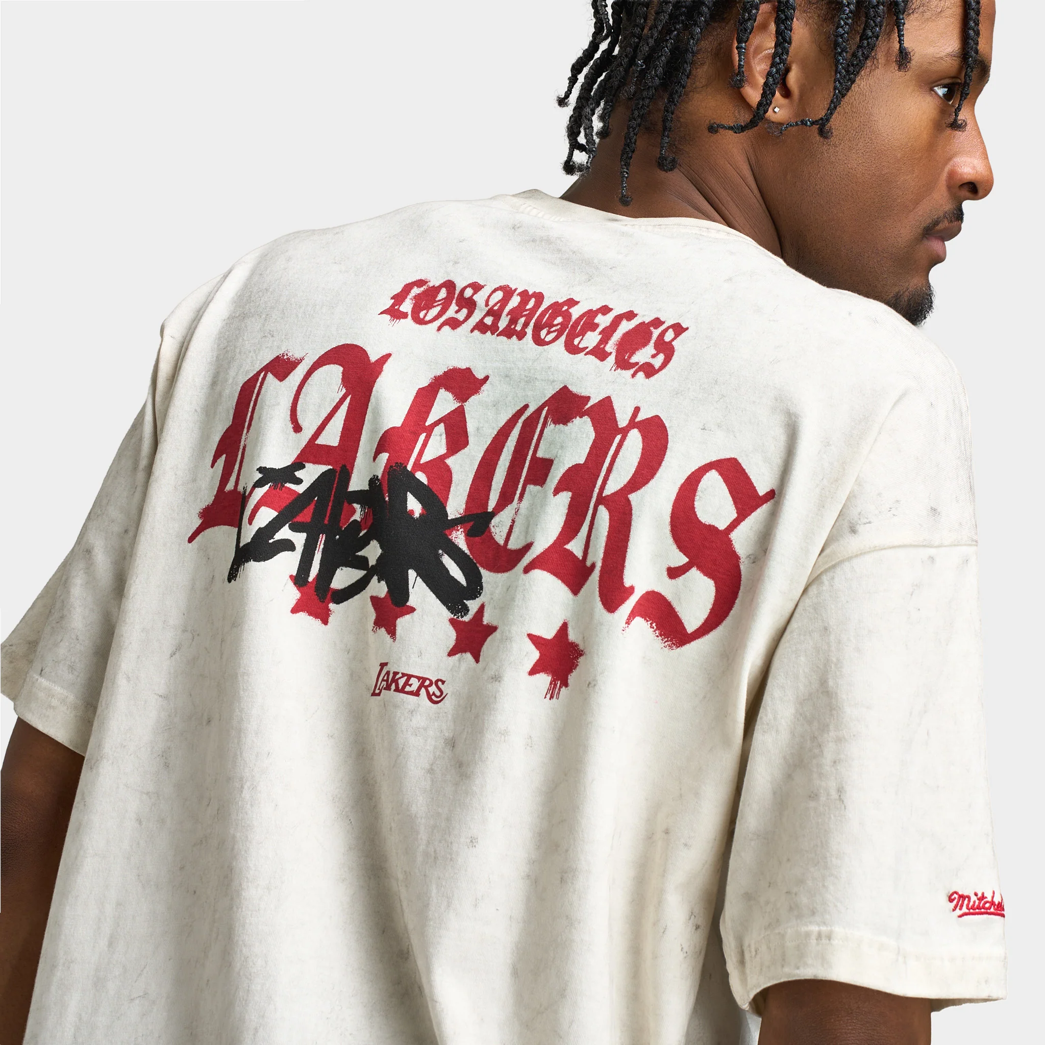 Mitchell & Ness Lakers Star Boxy Graphic T-Shirt /  White - Image 4