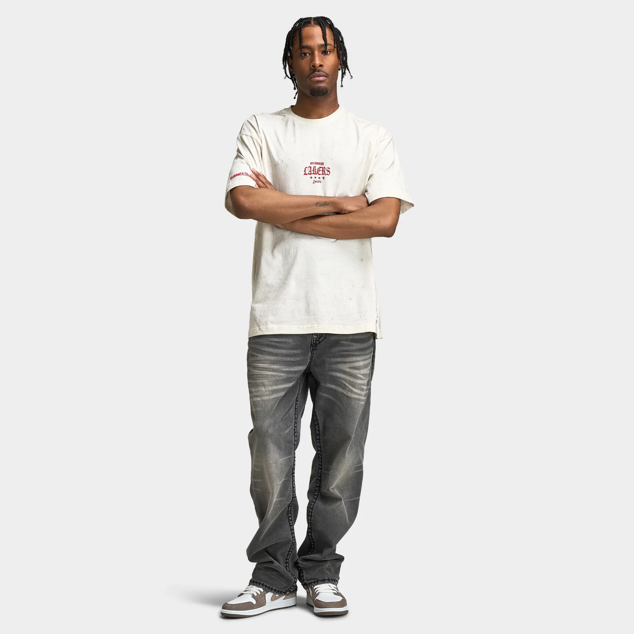 Mitchell & Ness Lakers Star Boxy Graphic T-Shirt /  White - Image 5