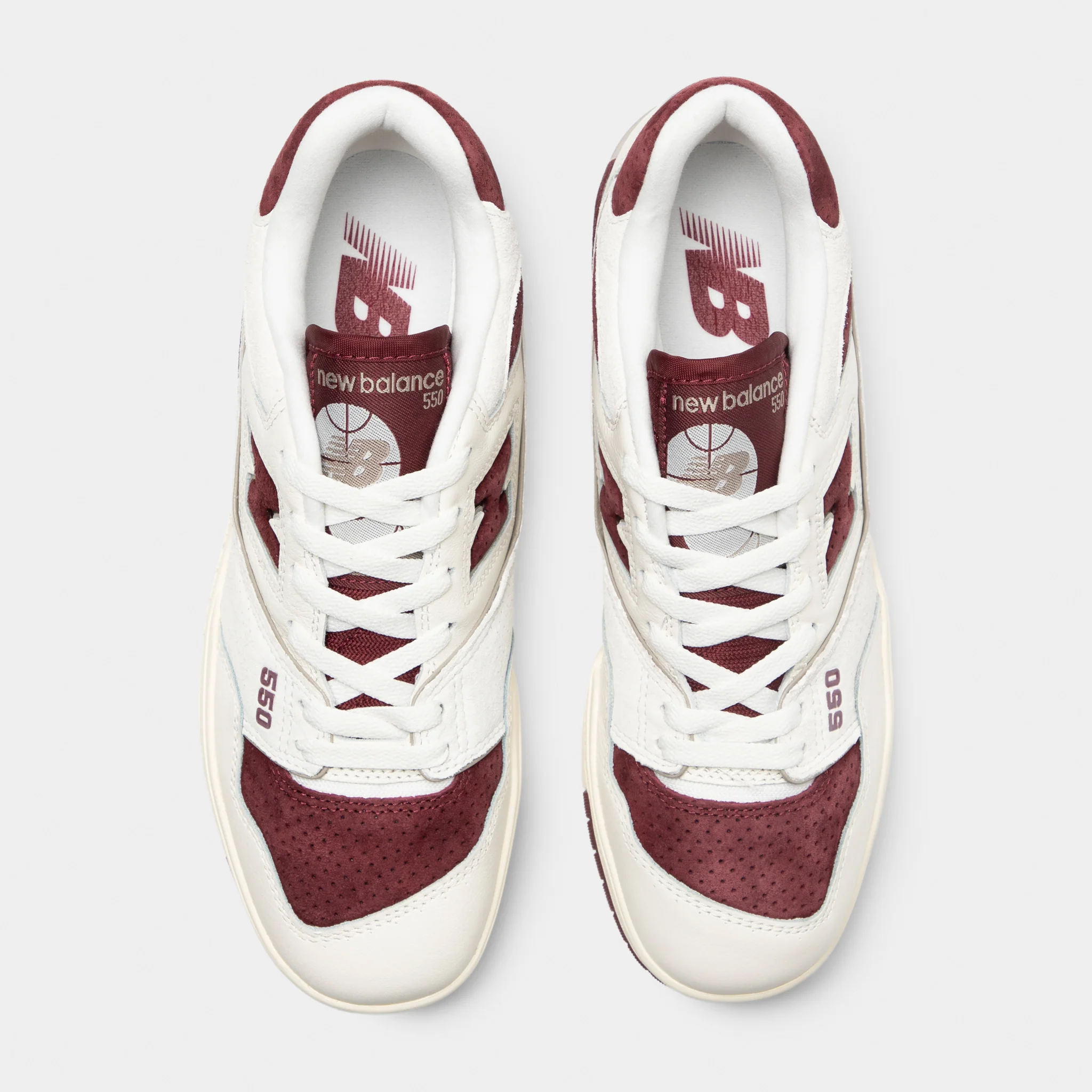 New Balance 550 Sea Salt / Classic Crimson - Image 5