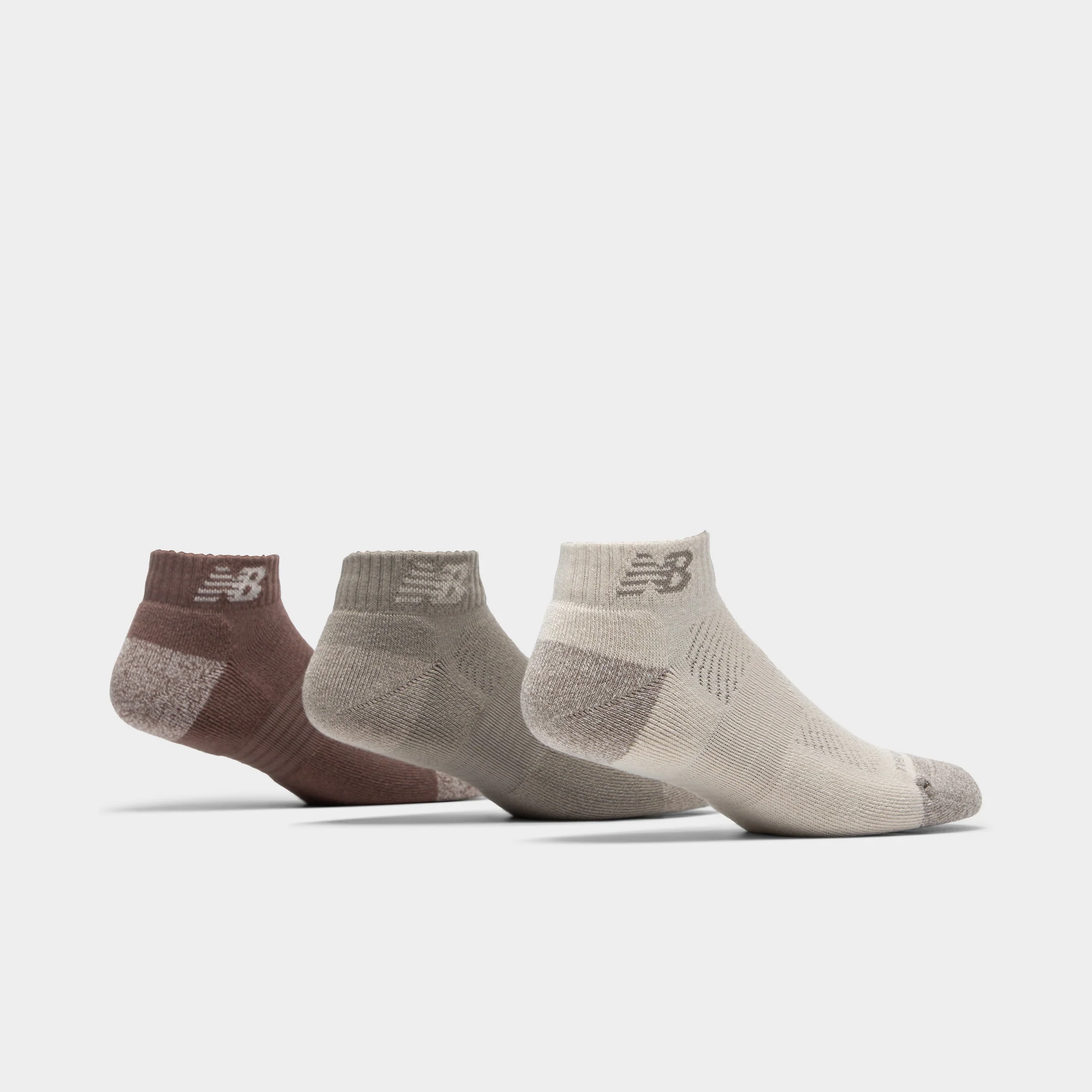 New Balance Active Cushion Low Cut Socks (3-Pack)Brown/Beige - Image 2