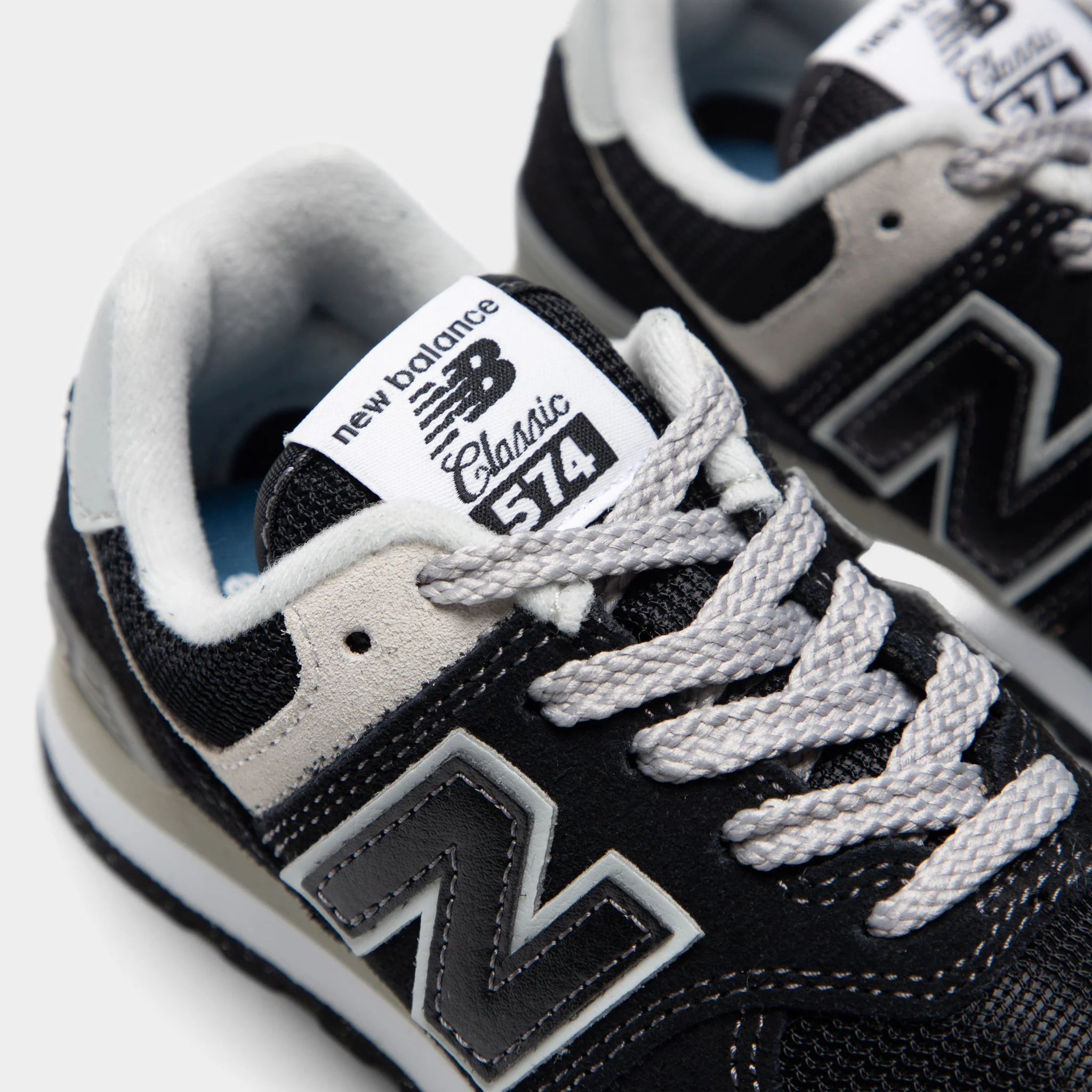 New Balance Children's 574 Black / White - Image 3
