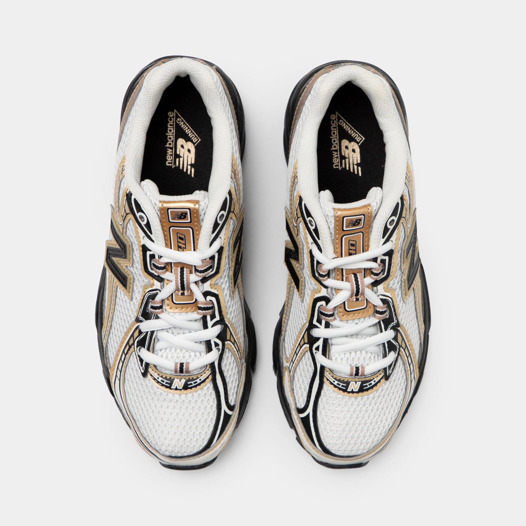 New Balance Juniors' 740 Sea Salt / Black - Gold Metallic - Image 5