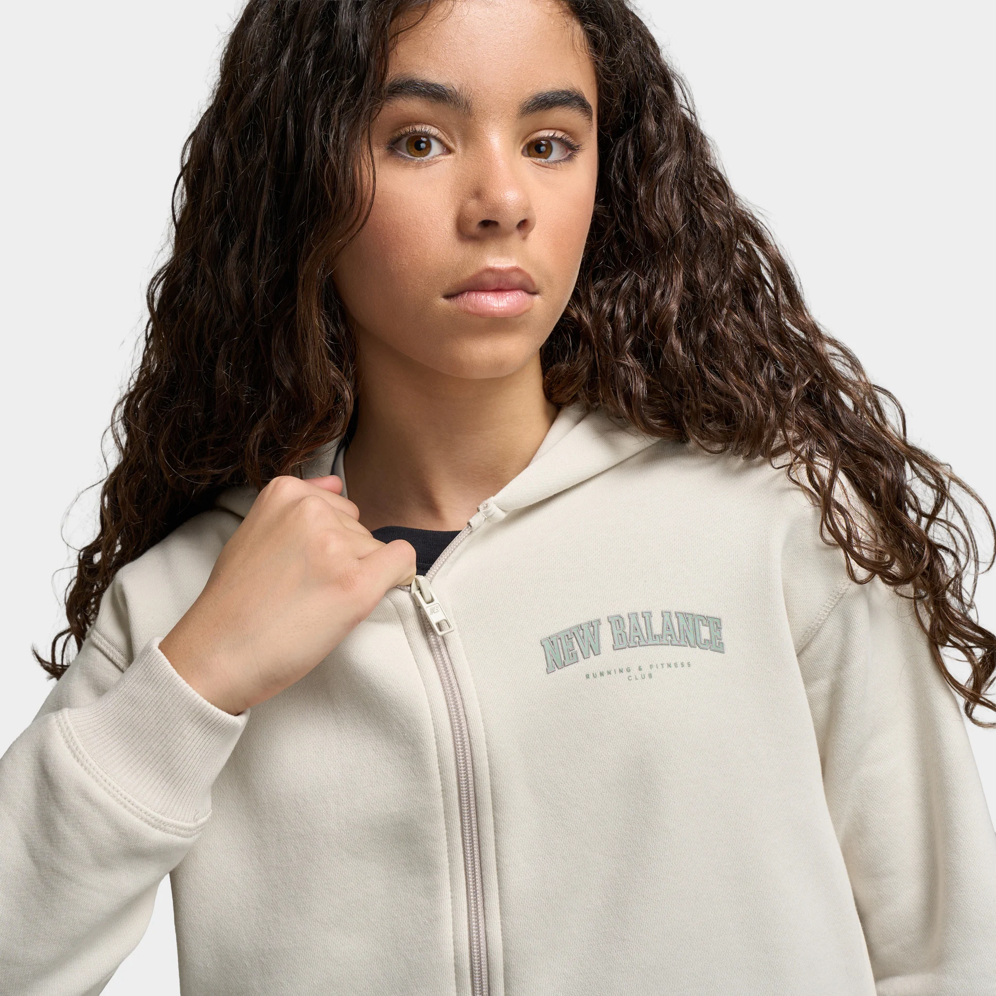 New Balance Juniors' Arch Graphic Fullzip Hoodie / Moonbeam - Image 3