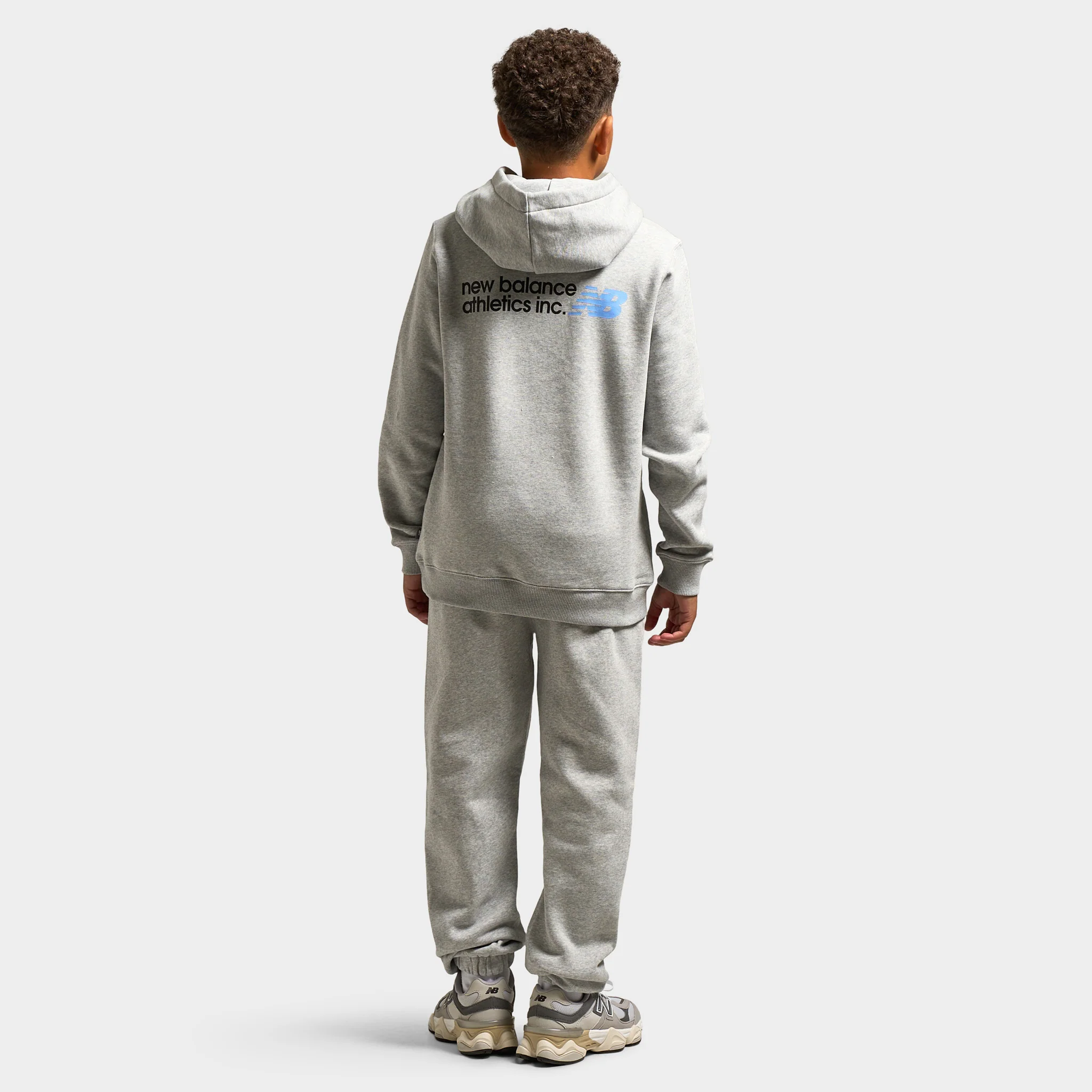 New Balance Juniors' Back Linear Logo Hoodie / Athletic Grey Heather - Image 5