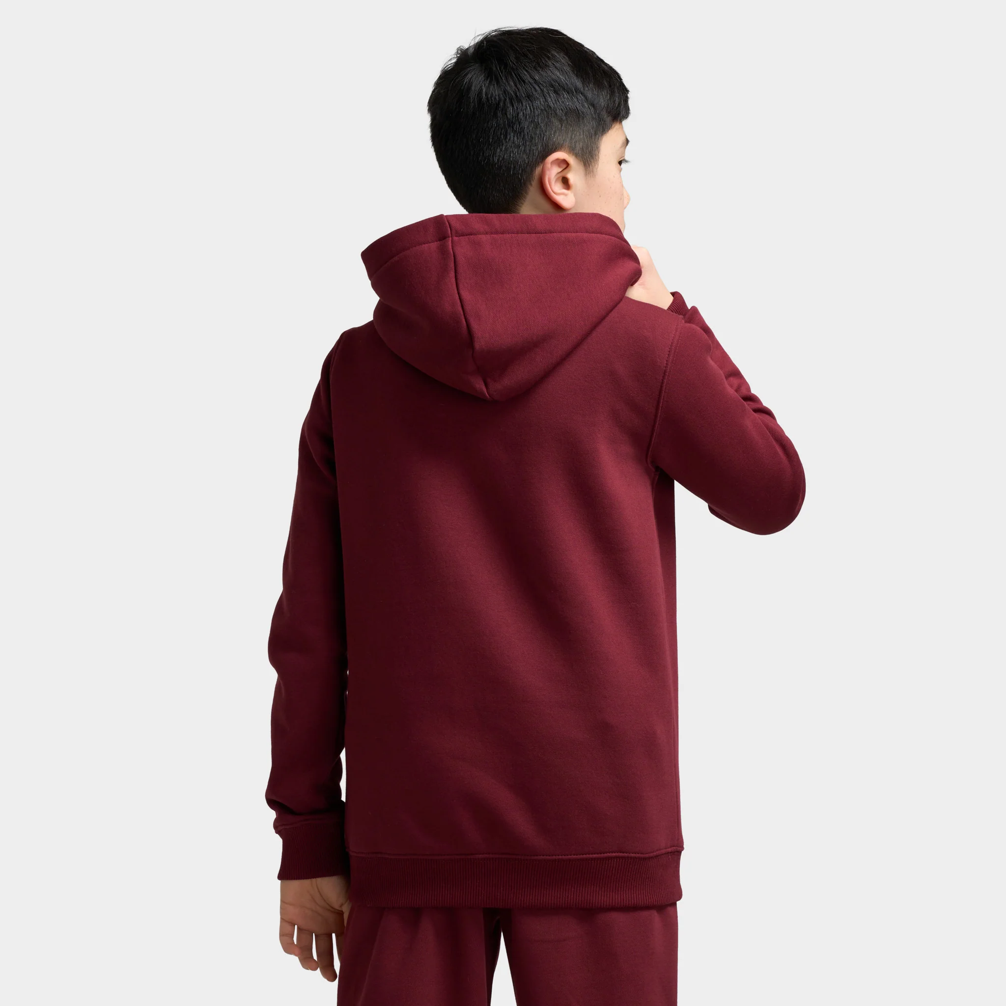 New Balance Juniors' Linear Logo Hoodie / Monarch Burgundy - Image 2