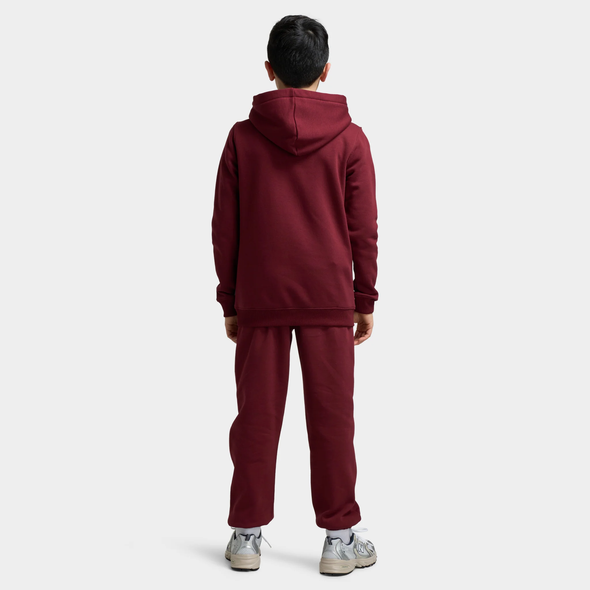 New Balance Juniors' Linear Logo Hoodie / Monarch Burgundy - Image 5