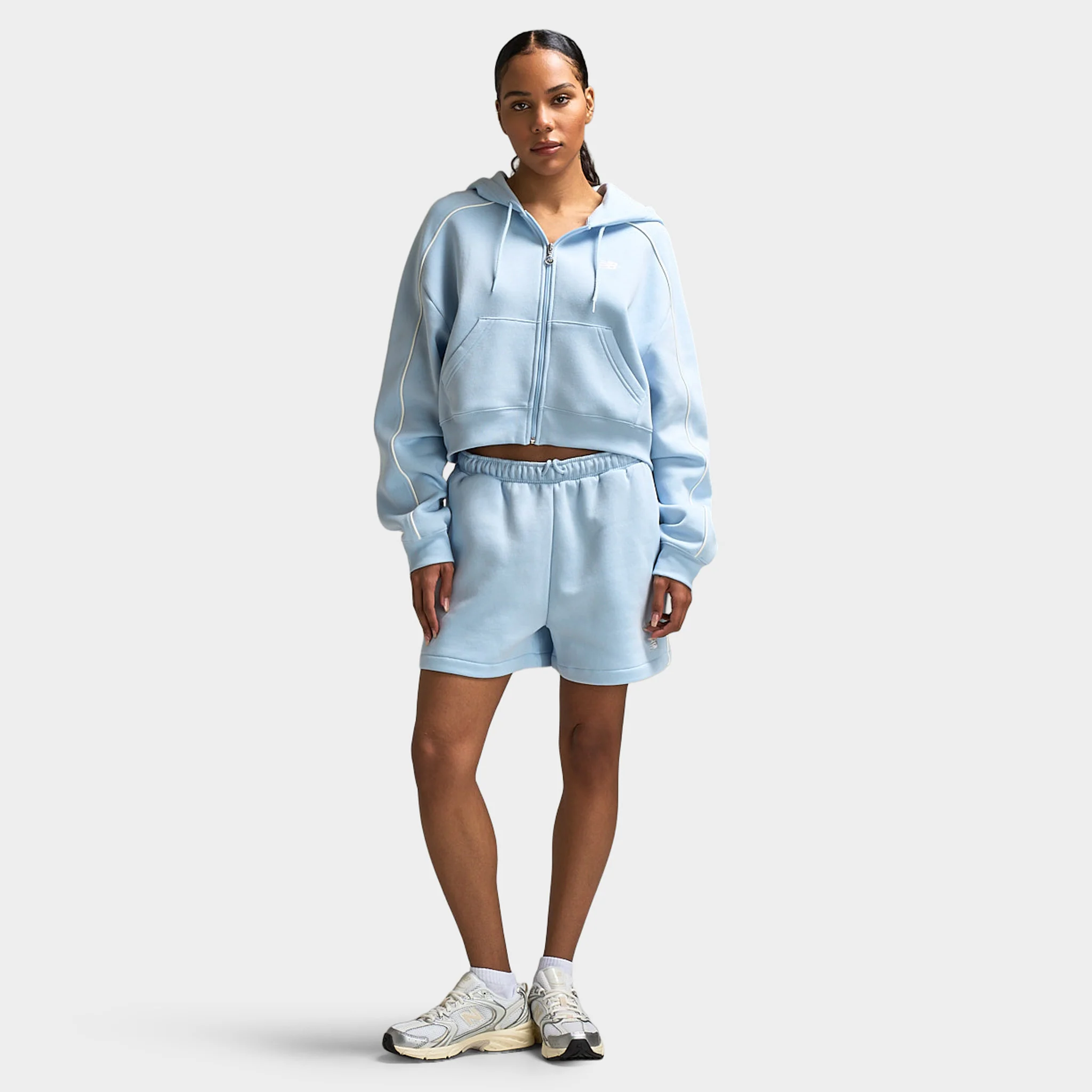 New Balance Piping Full Zip Hoodie Oxford Blue / Sea Salt - Image 5