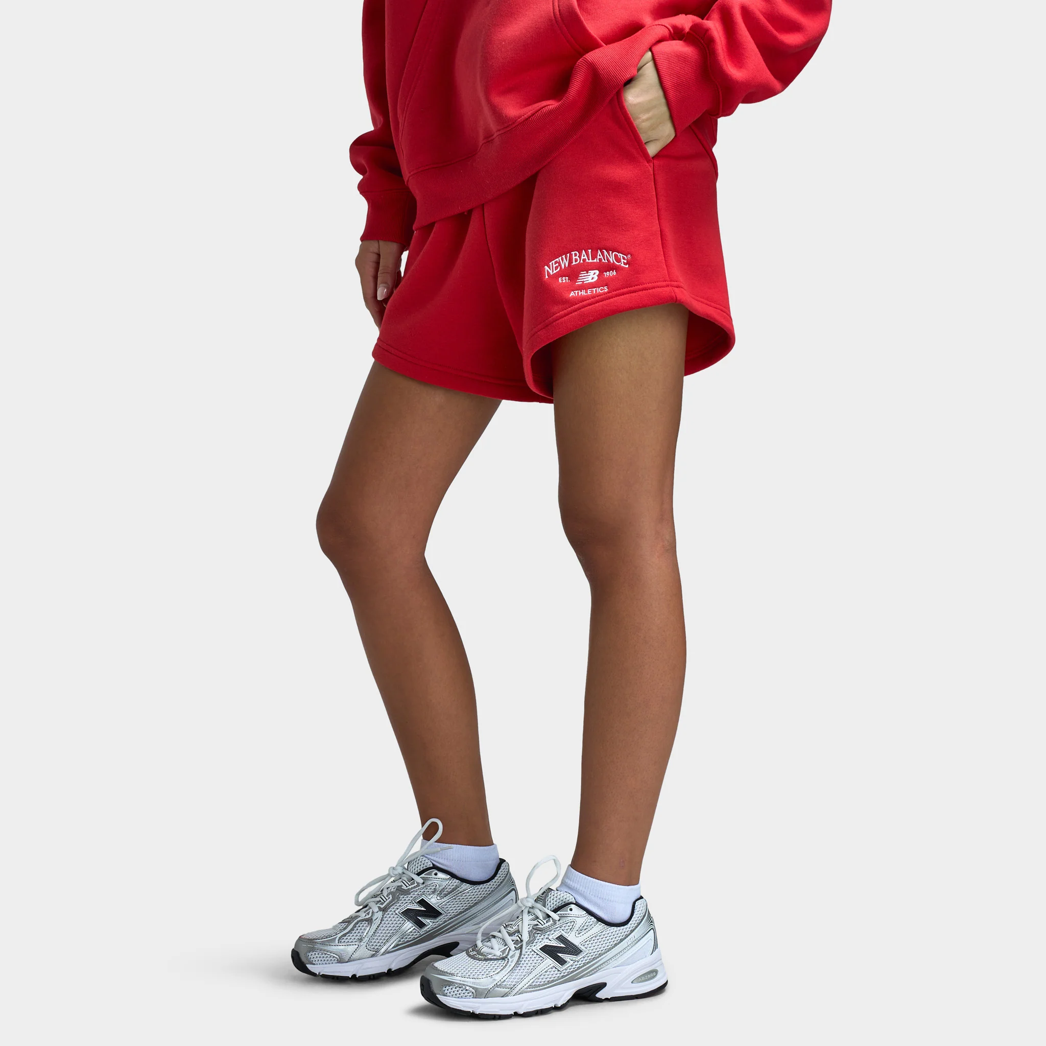 New Balance Women's Athletic Fleece Shorts / Red - Image 3